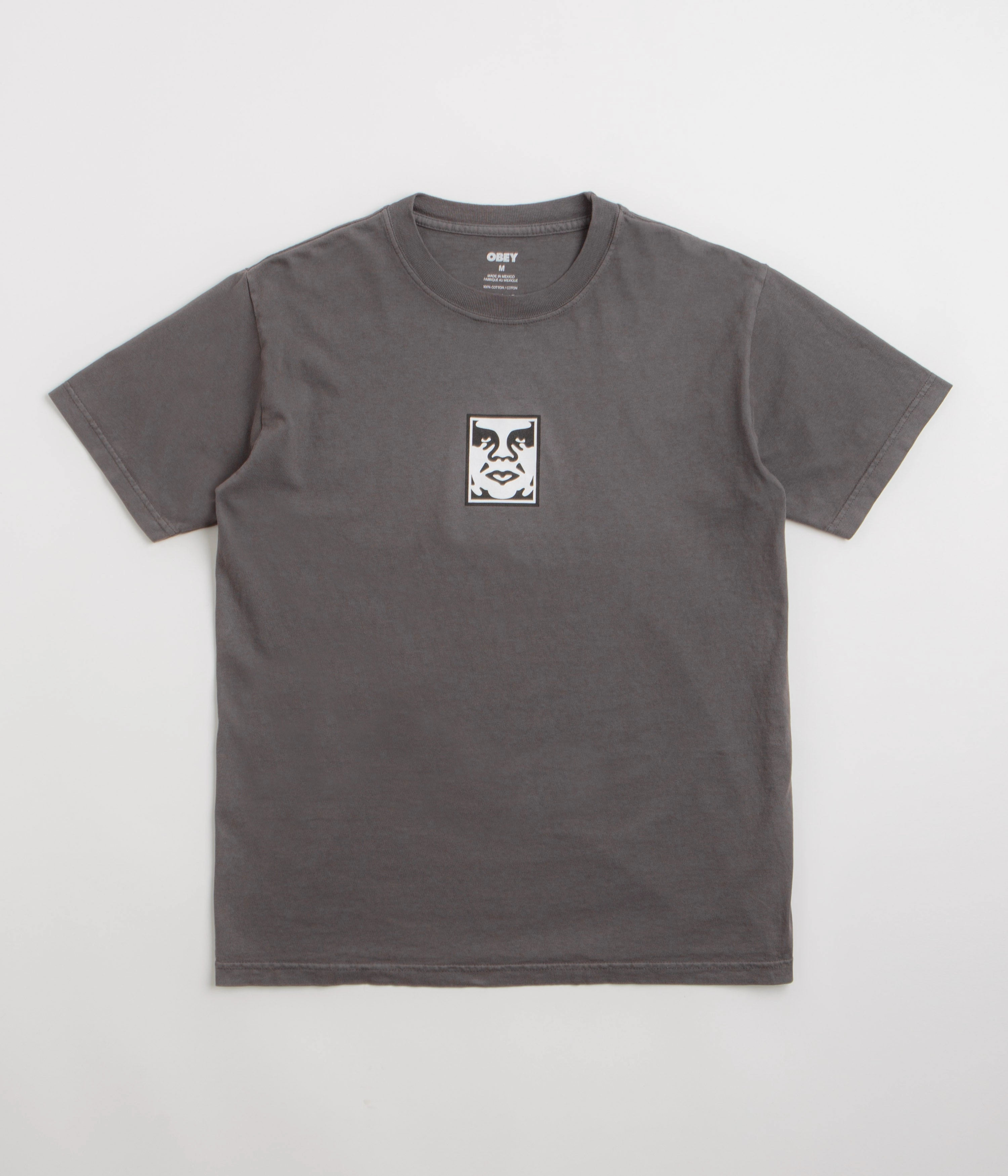 monochromatic Printed uniqueness Obey Icon Face T-Shirt - Pigment Dusty Black