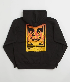 Obey Icon Stencil Flame Hoodie - Black Comfy Wear Easy-to-Match