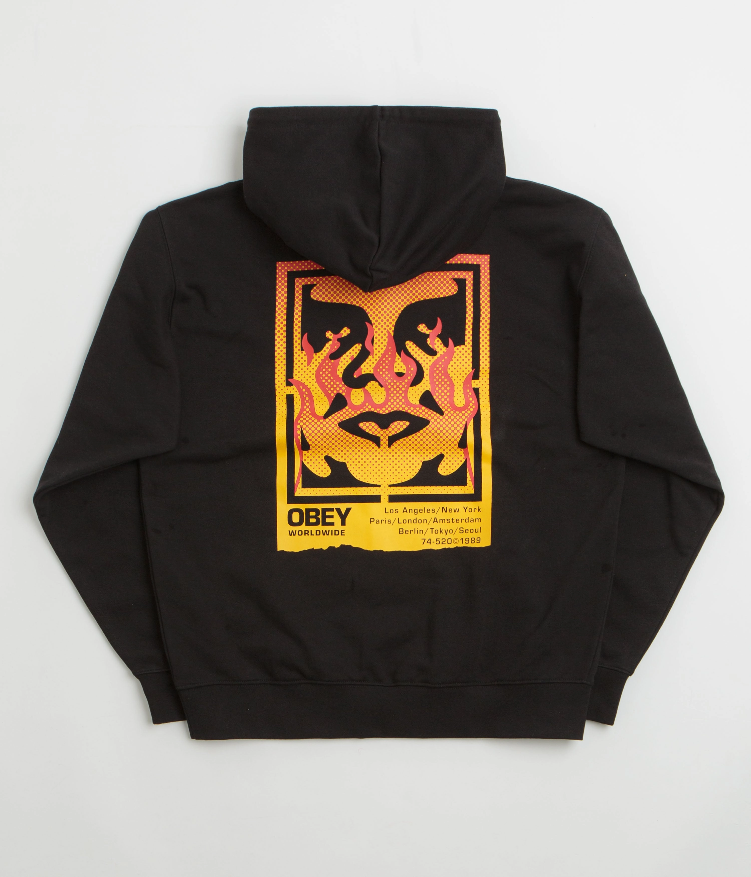 Obey Icon Stencil Flame Hoodie - Black Comfy Wear Easy-to-Match
