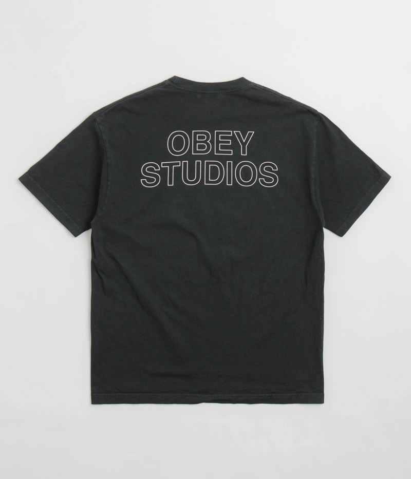 Moisture Wicking Technology Obey Studios Outline T-Shirt - Pigment True Vintage Black