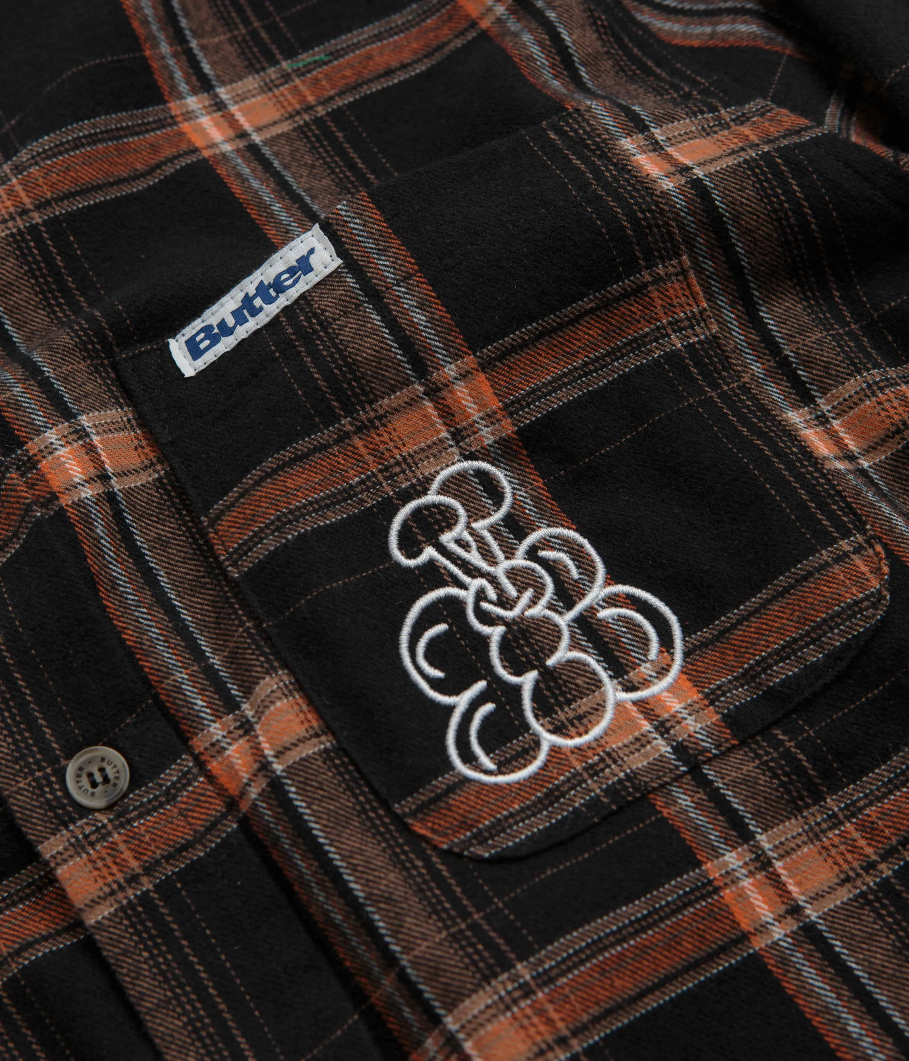 Team Building Sheer Panel Butter Goods Bugs Flannel Shirt - Black