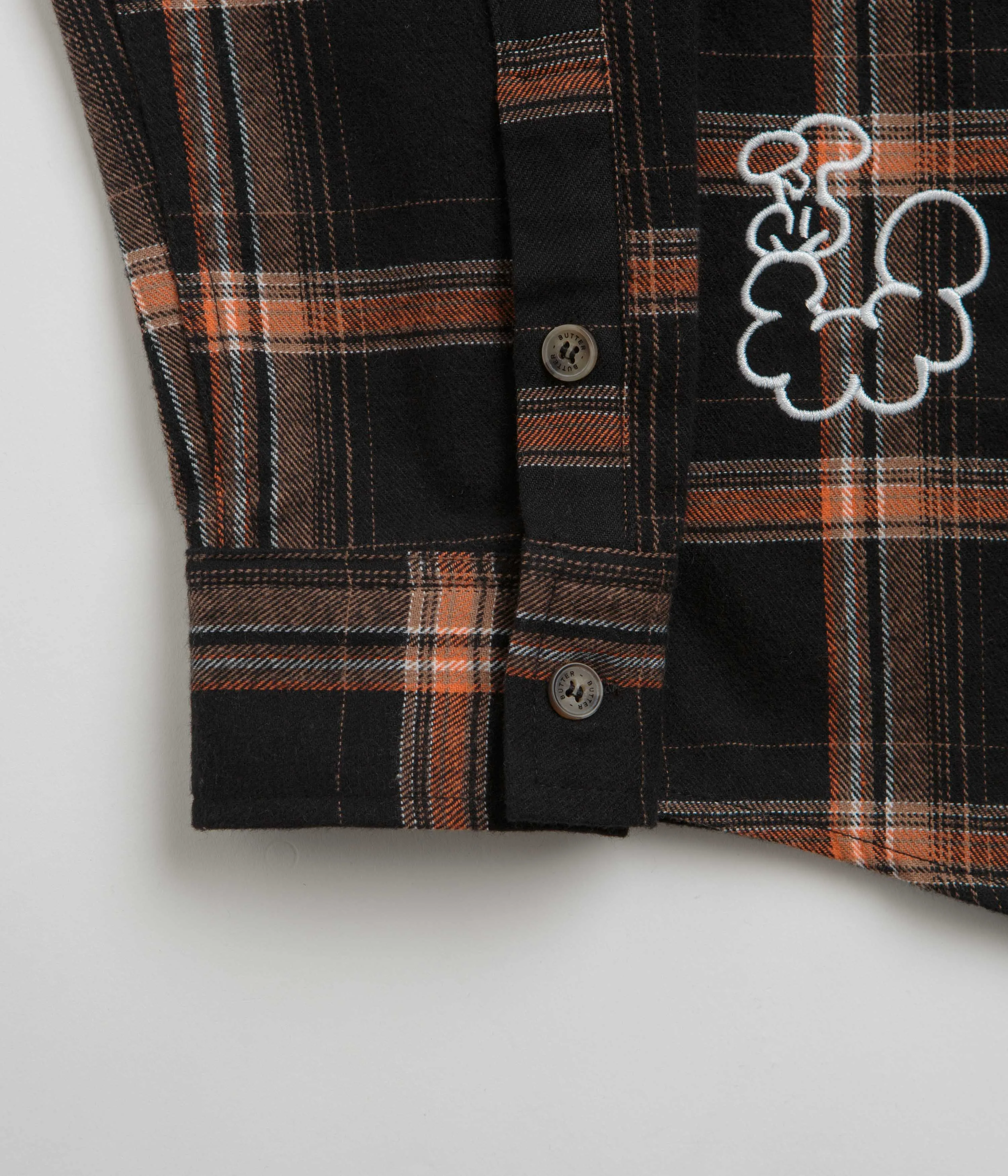 Ruffle Edge Holiday Style Butter Goods Bugs Flannel Shirt - Black