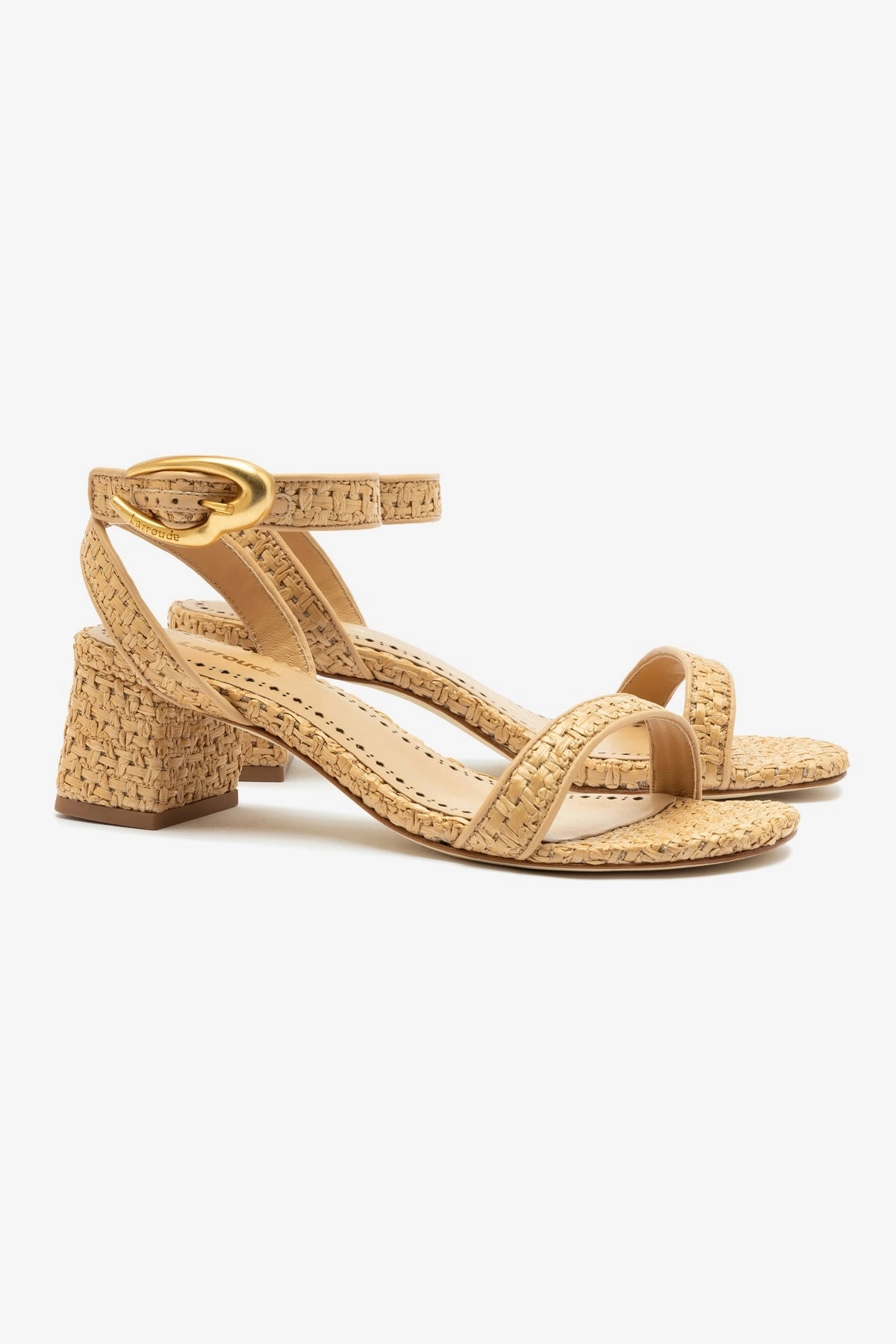 Verona Block Sandal In Beige Leather and Natural Raffia Comfortable Travel Shoes
