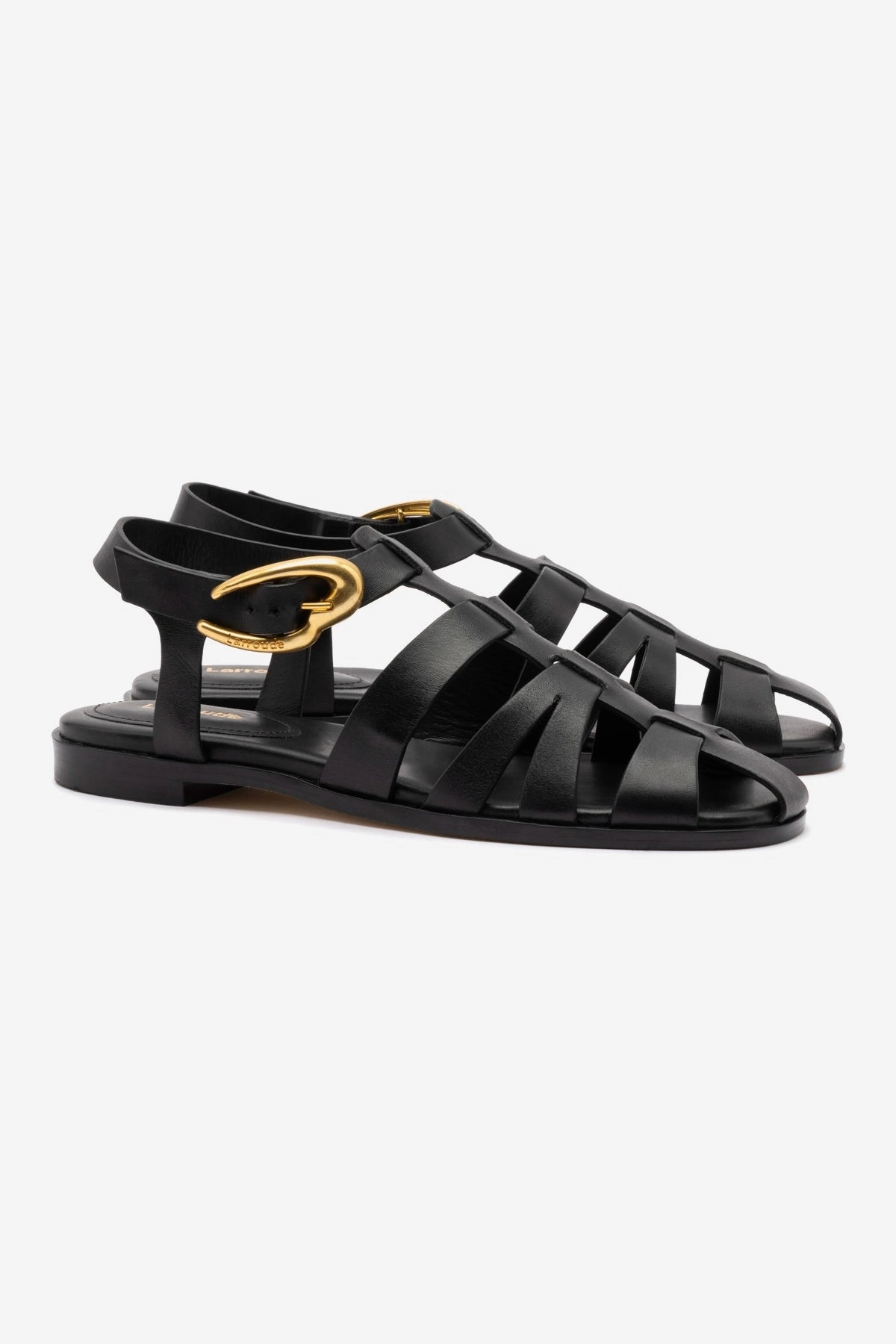 Cushioned Stevie Flat Sandal In Black Leather