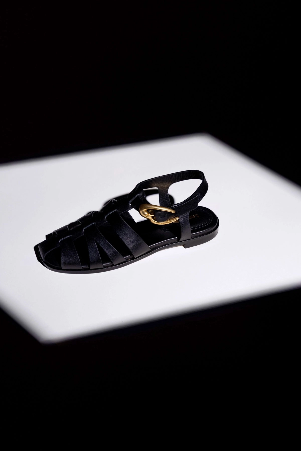 Stevie Flat Sandal In Black Leather Active Summer Footwear Adjustable Walking Shoes