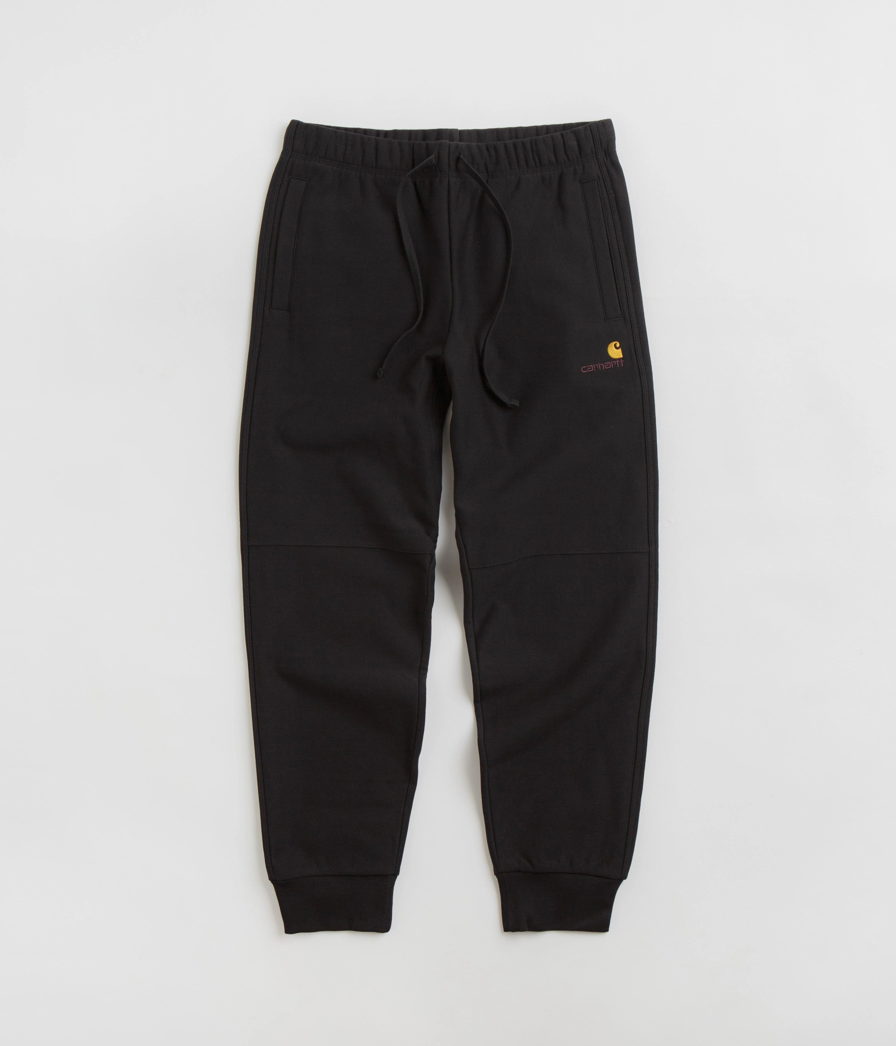 Carhartt American Script Sweatpants - Black Gusseted Crotch Ventilated Panels