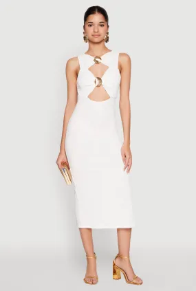 Metallic Seashell Cut Out Midi Dress Fashion-Forward Fit