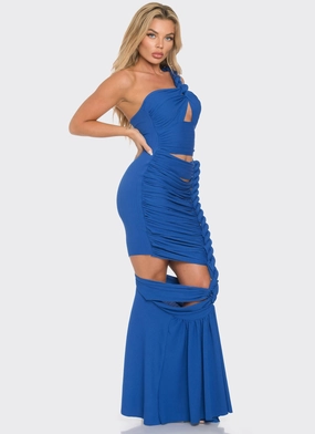 One Shoulder Braid Detail Strap Maxi Dress Classic Appeal Charming Design