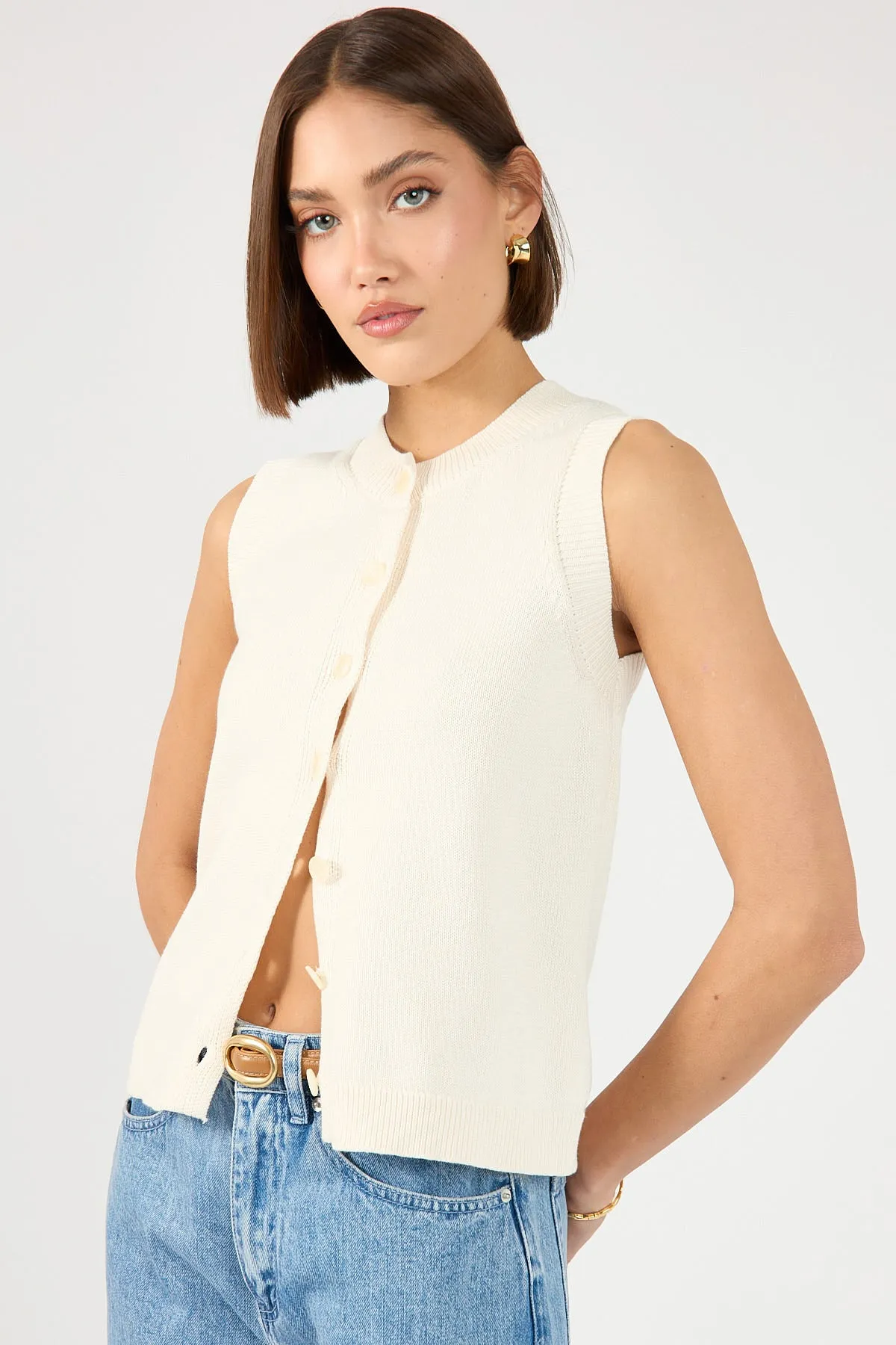 Cycling wear Perfect Stranger Connie Button Up Sleeveless Vest Bone