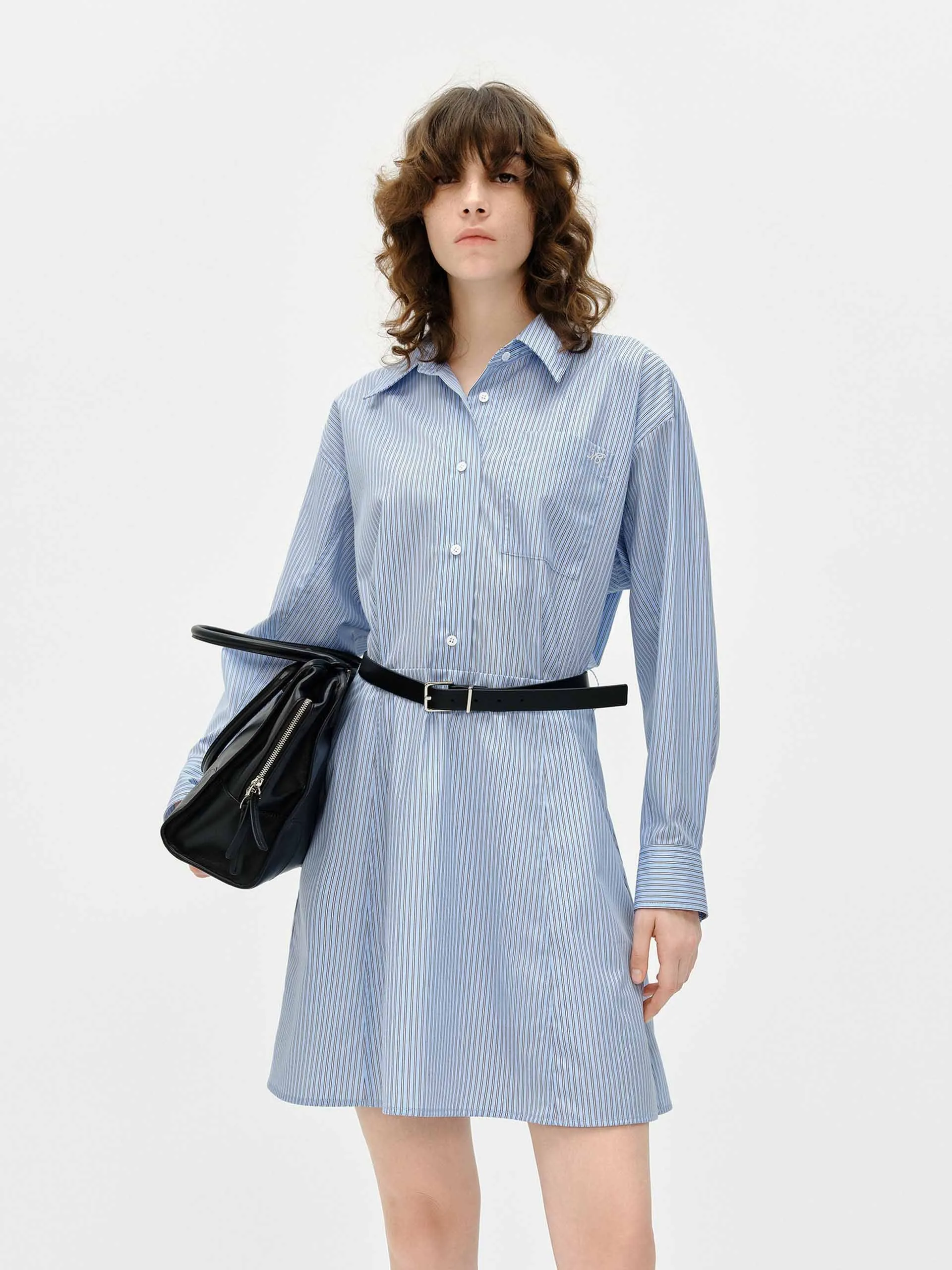 Dreamy Motion Polished office dress Pinstripe Shirt Dress
