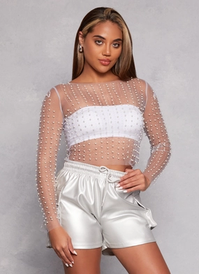 Haute Monde Mesh Rhinestone Faux Pearl Top Carpet
