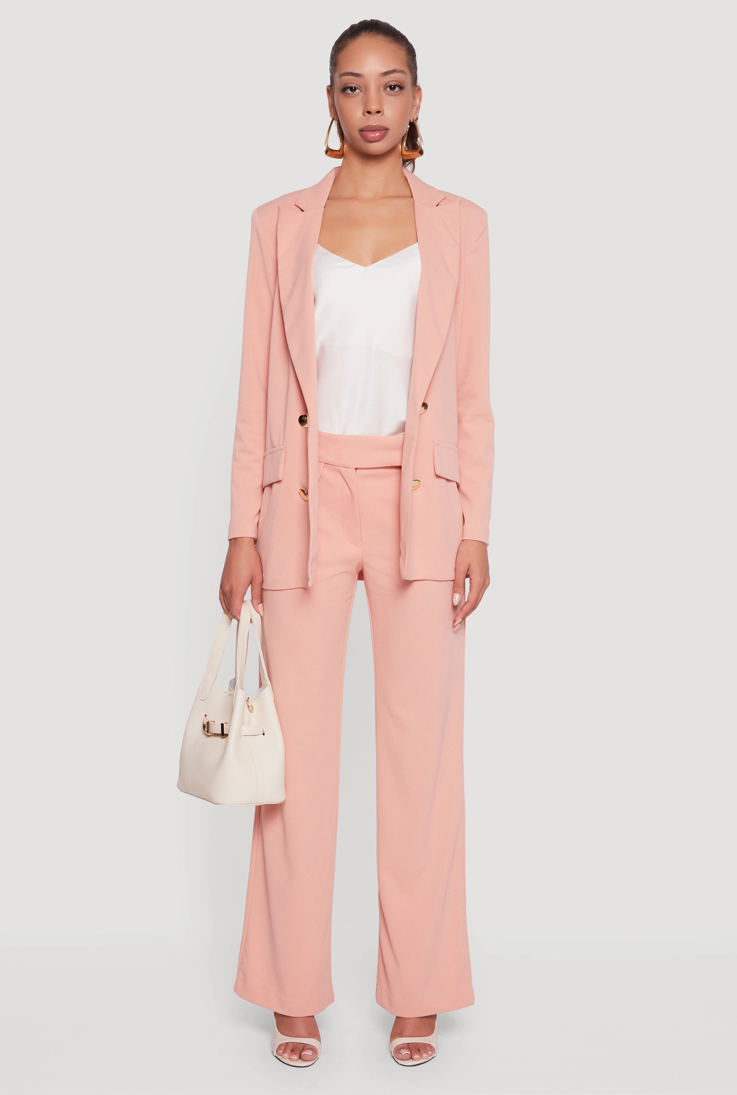 Anti Static Inner Layer Ventilation Panels Crepe Knit Metallic Button Detail Open Front Blazer