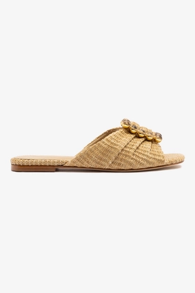 Sky Glow Chloe Gosselin by Larroud?? Nova Flat In Natural Raffia