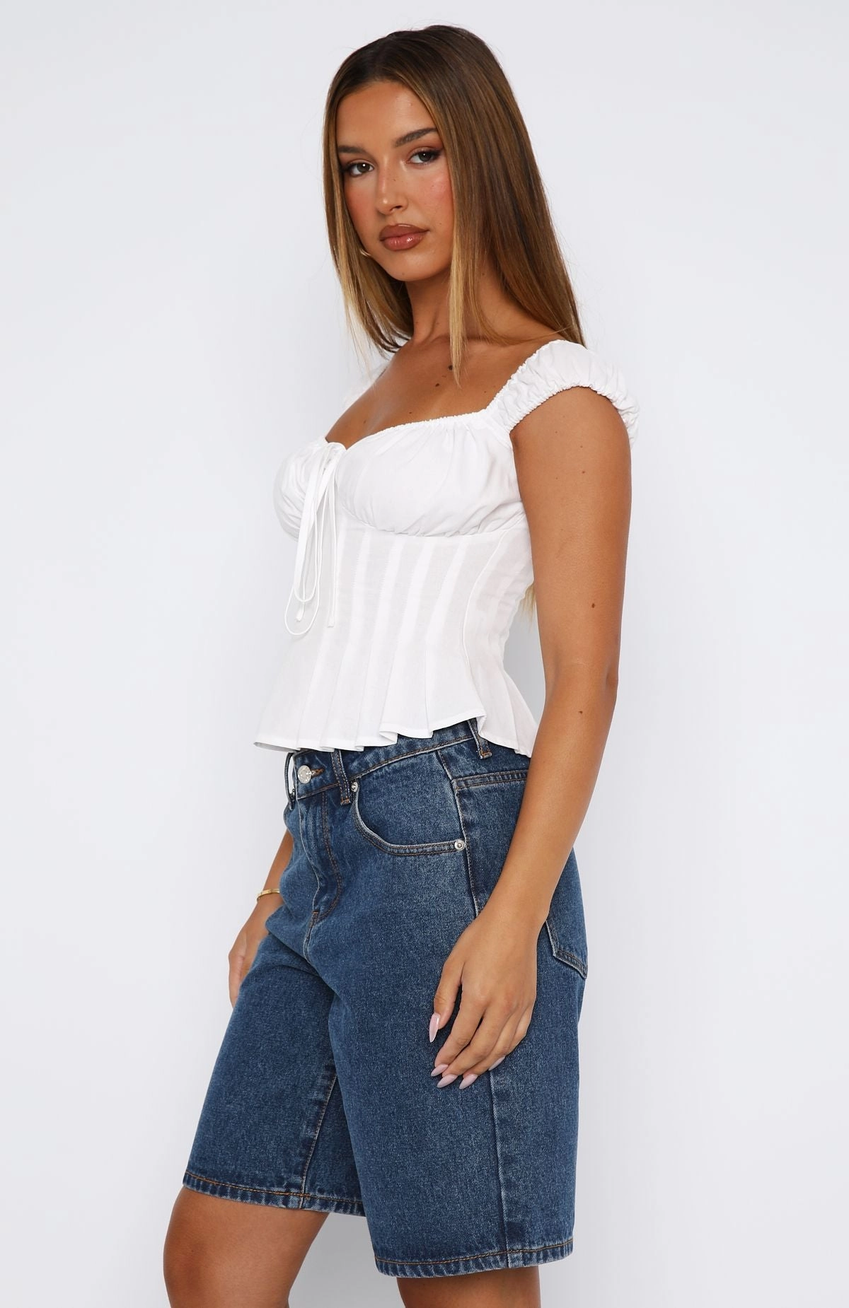 color - fast No Ride Up Bella Denim Shorts Dark Blue
