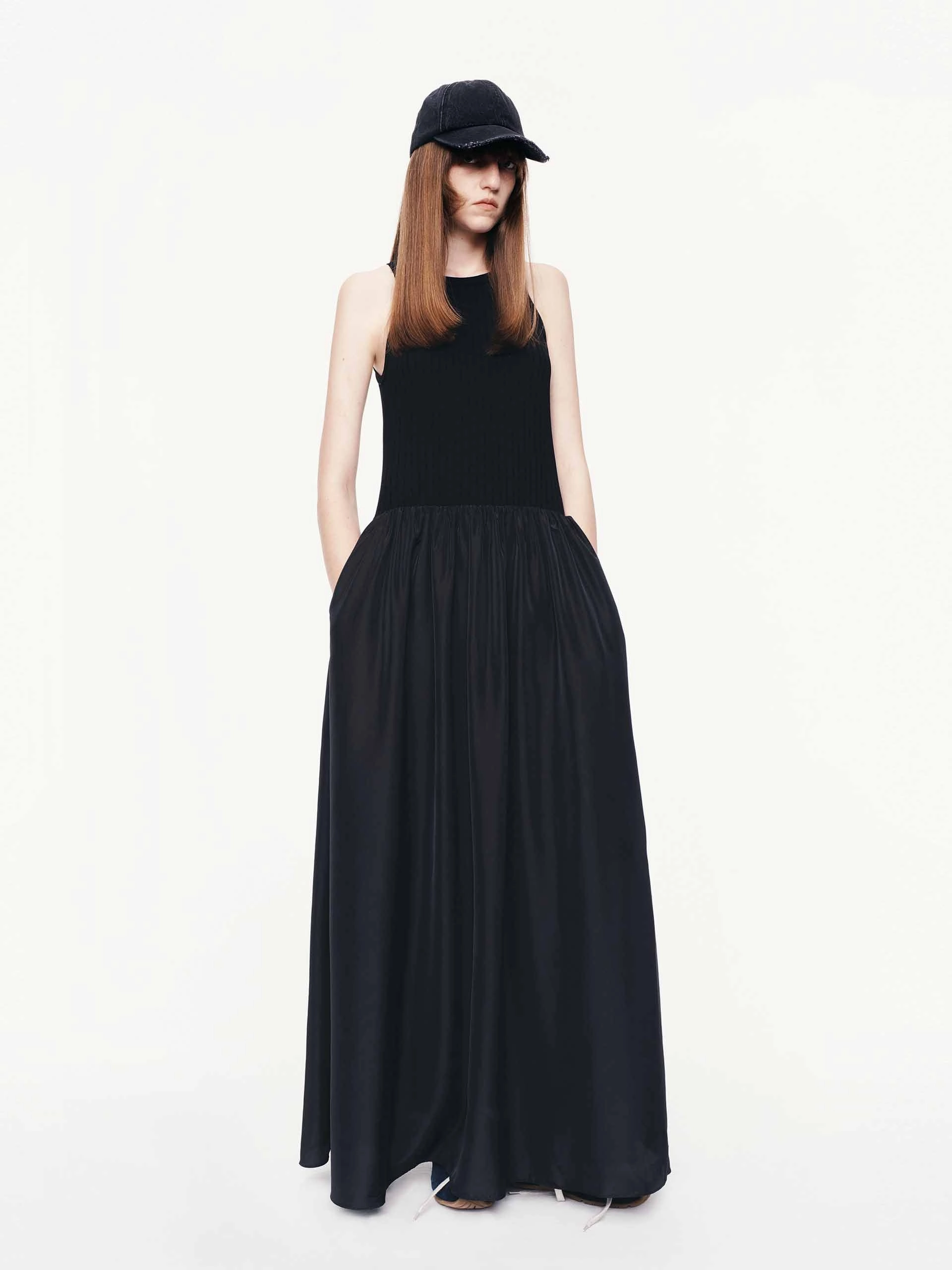 Sleeveless Paneled Tank Dress Chilly Day Layers Natural Tones
