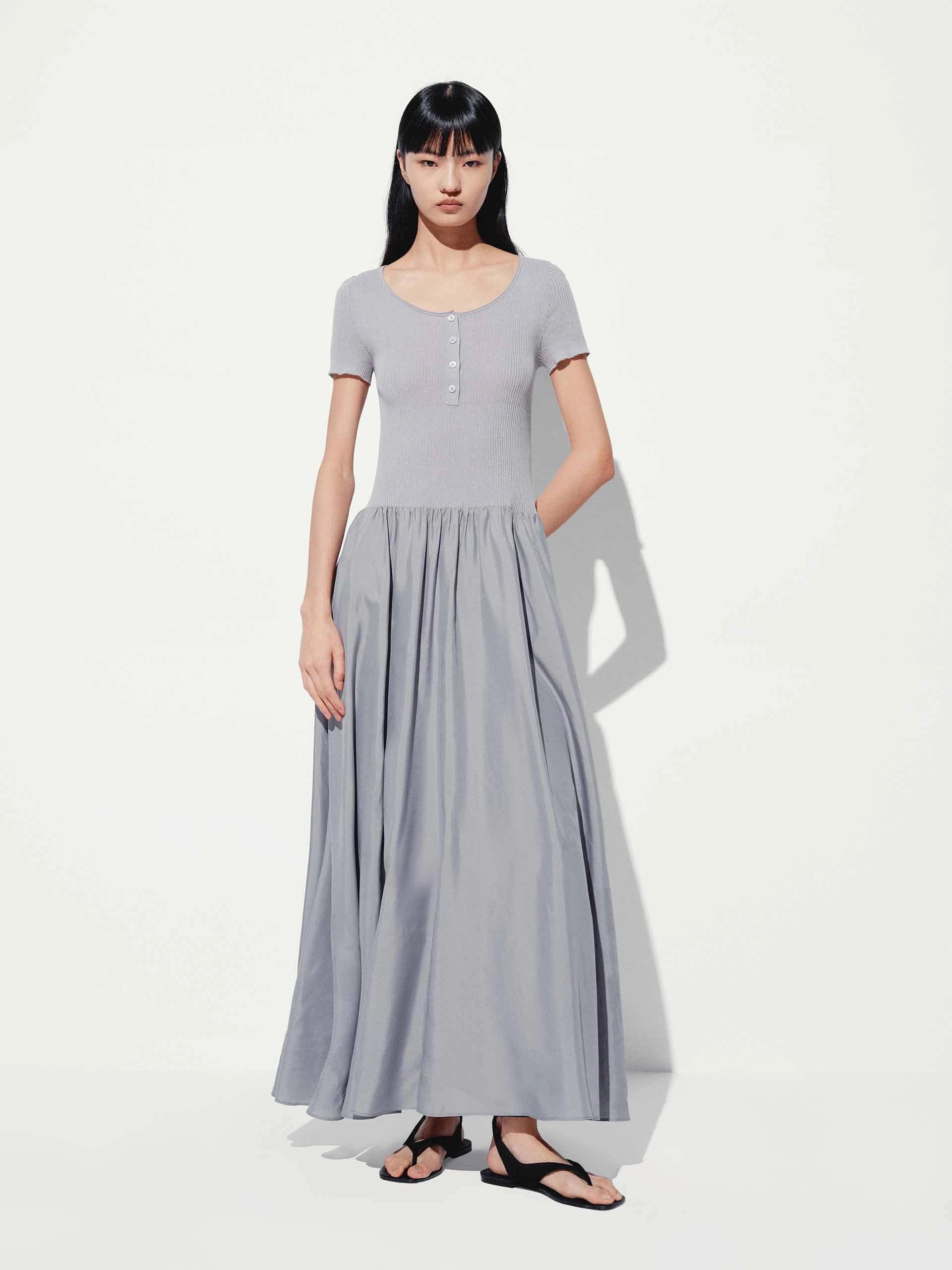 Paneled Short Sleeves Dress Fresh Stitch
