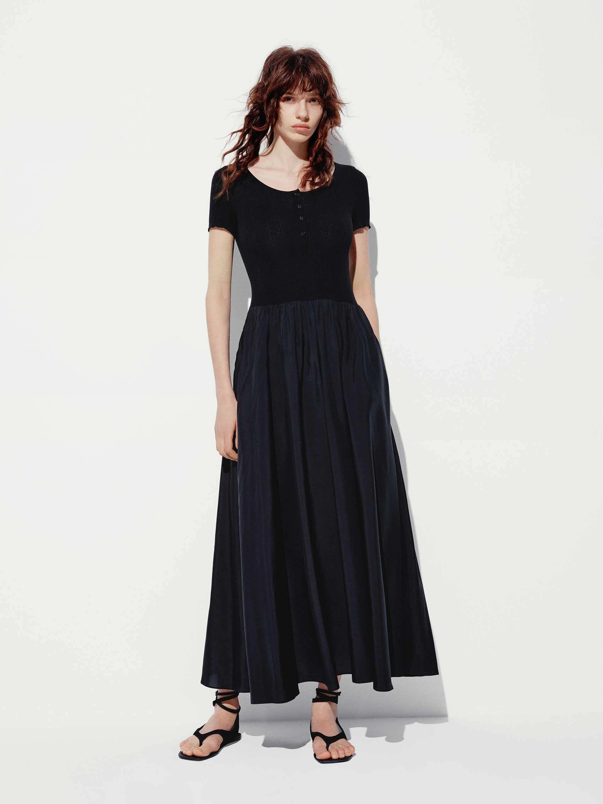 Smart Look Paneled Short Sleeves Dress