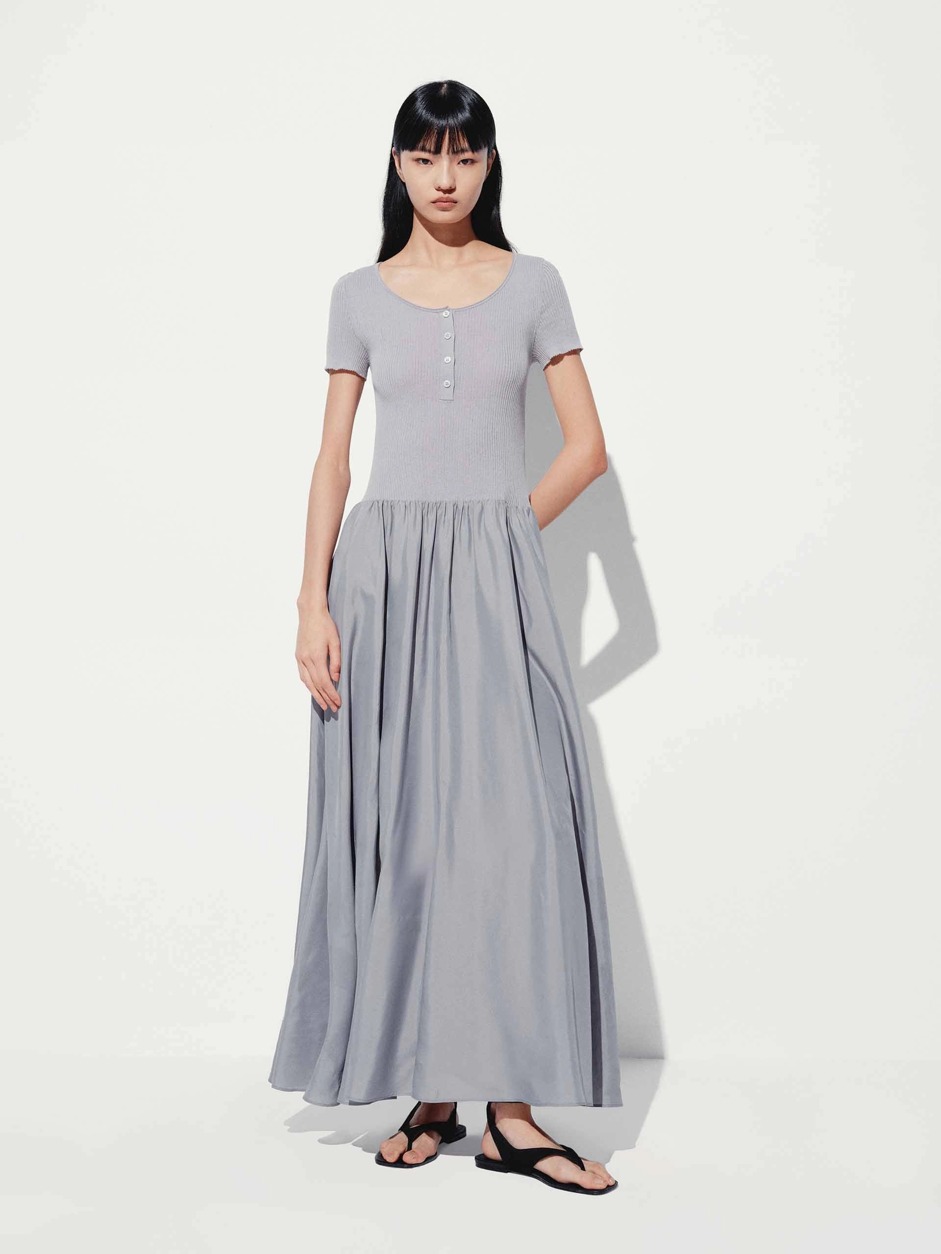 Paneled Short Sleeves Dress Indoor Event