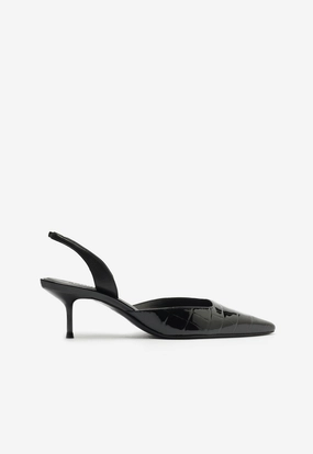 Paola Mid Stiletto Black Pump High Style Comfort footbed