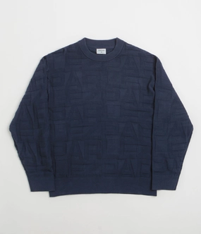 Flexible Collar Opening Comfortable Design Parlez Block Crewneck Sweatshirt - Midnight