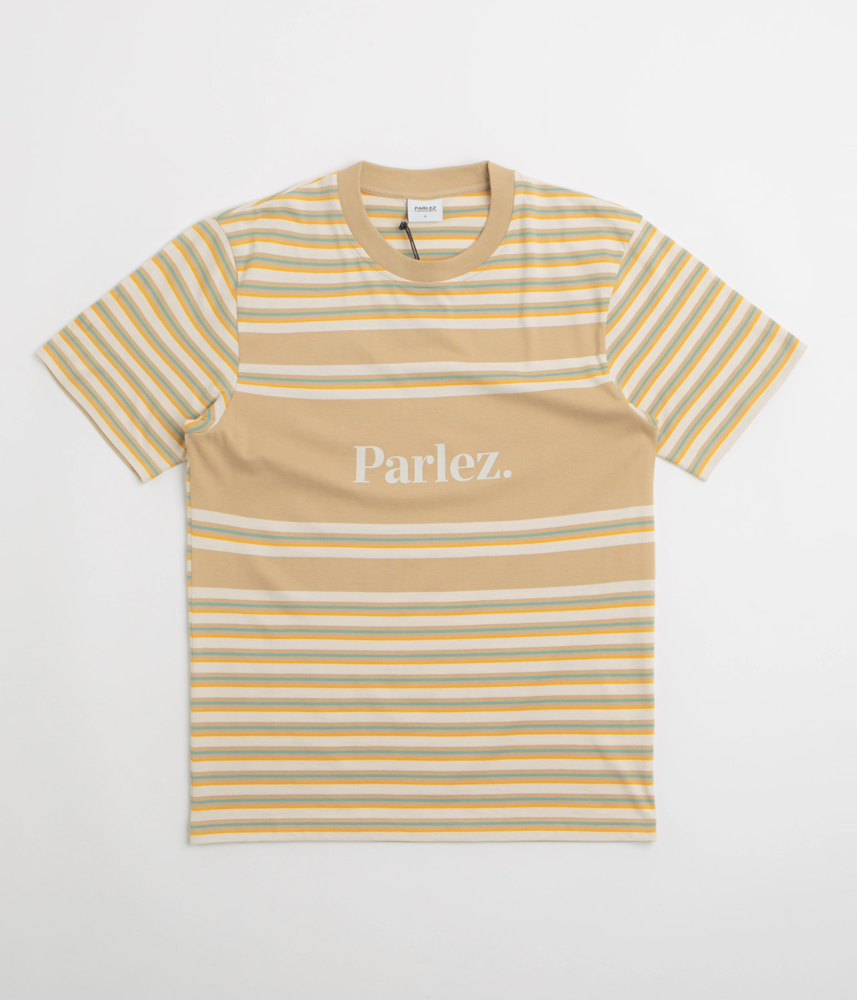 Parlez Solar YD Stripe T-Shirt - Greige regular but not boring Everyday Style Trend