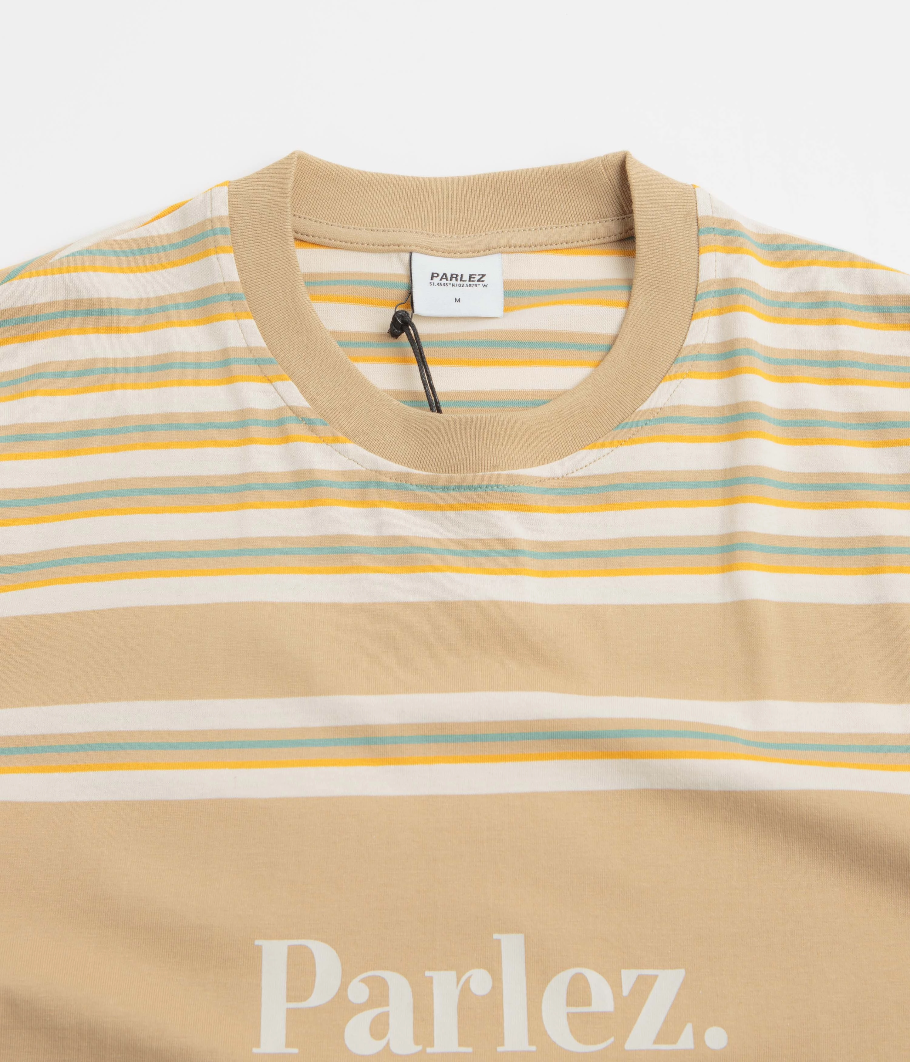 Parlez Solar YD Stripe T-Shirt - Greige Stain Resistant Eco Friendly Fabric