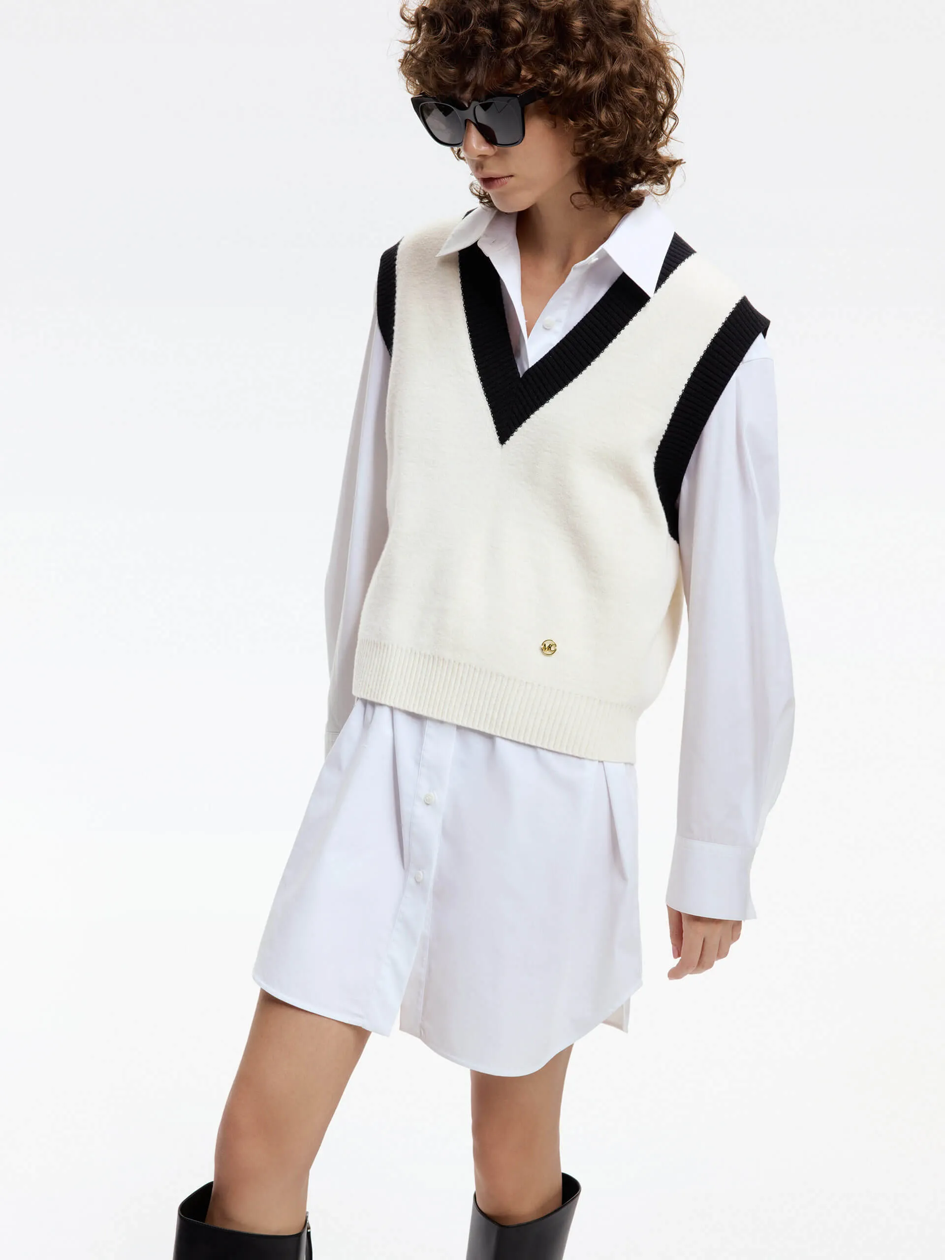 Chill Fashion velvet feel Include Vest Shirt Dress