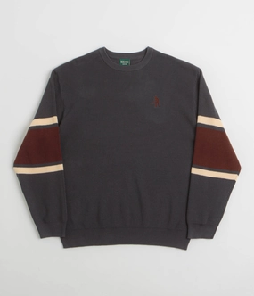 Layered Knitwear Pass Port Organic Cotton Stripe Knit Sweatshirt - Slate