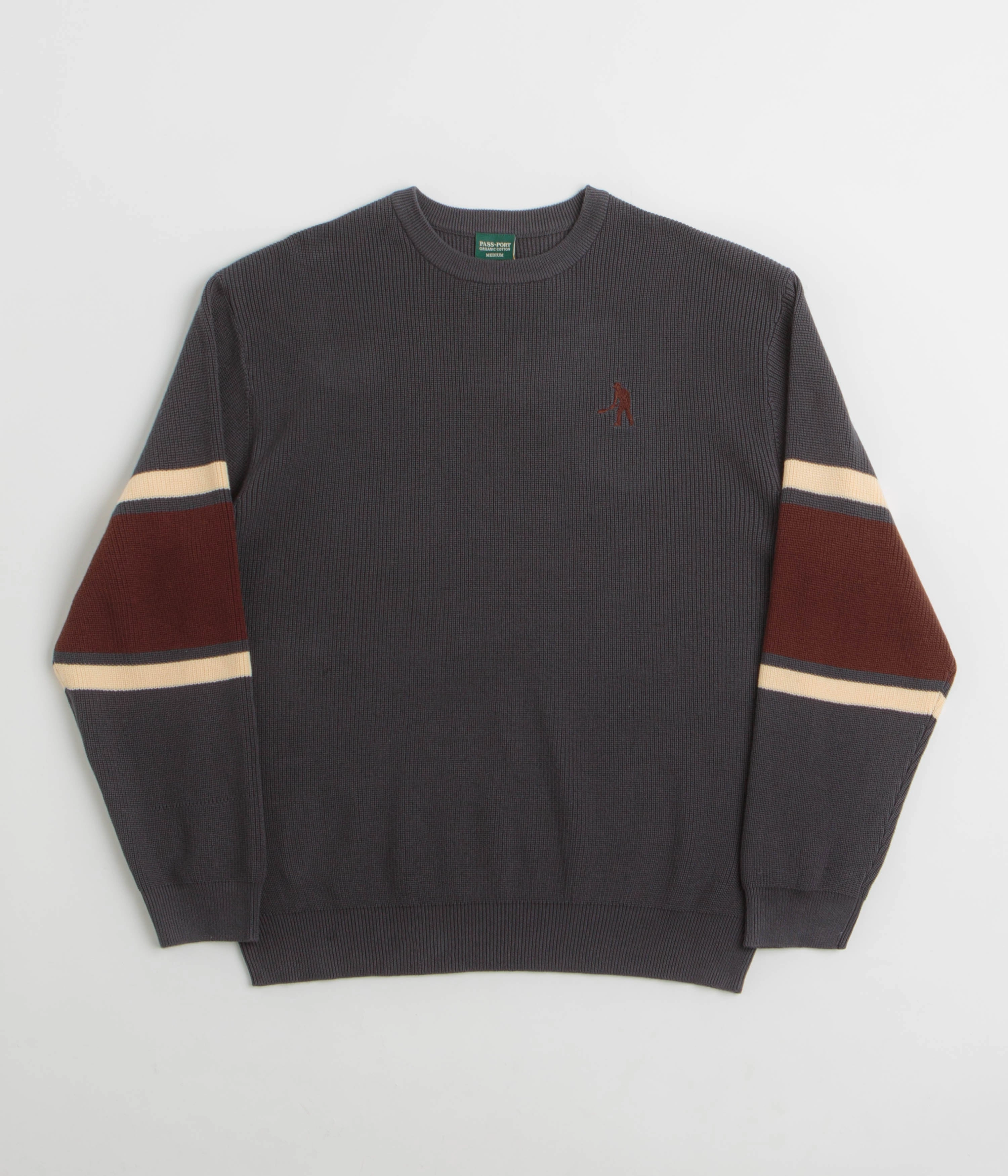 Layered Knitwear Pass Port Organic Cotton Stripe Knit Sweatshirt - Slate
