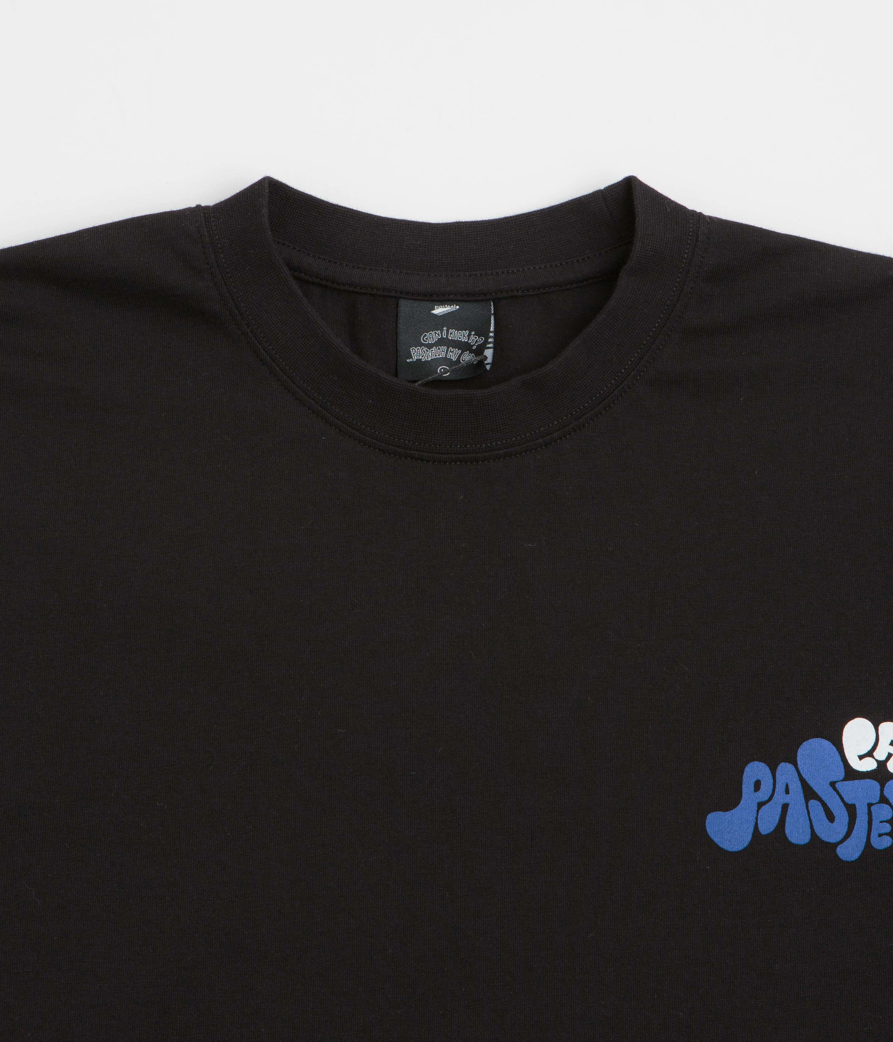 Ribbed Collar Design Pasteelo Can Art T-Shirt - Black