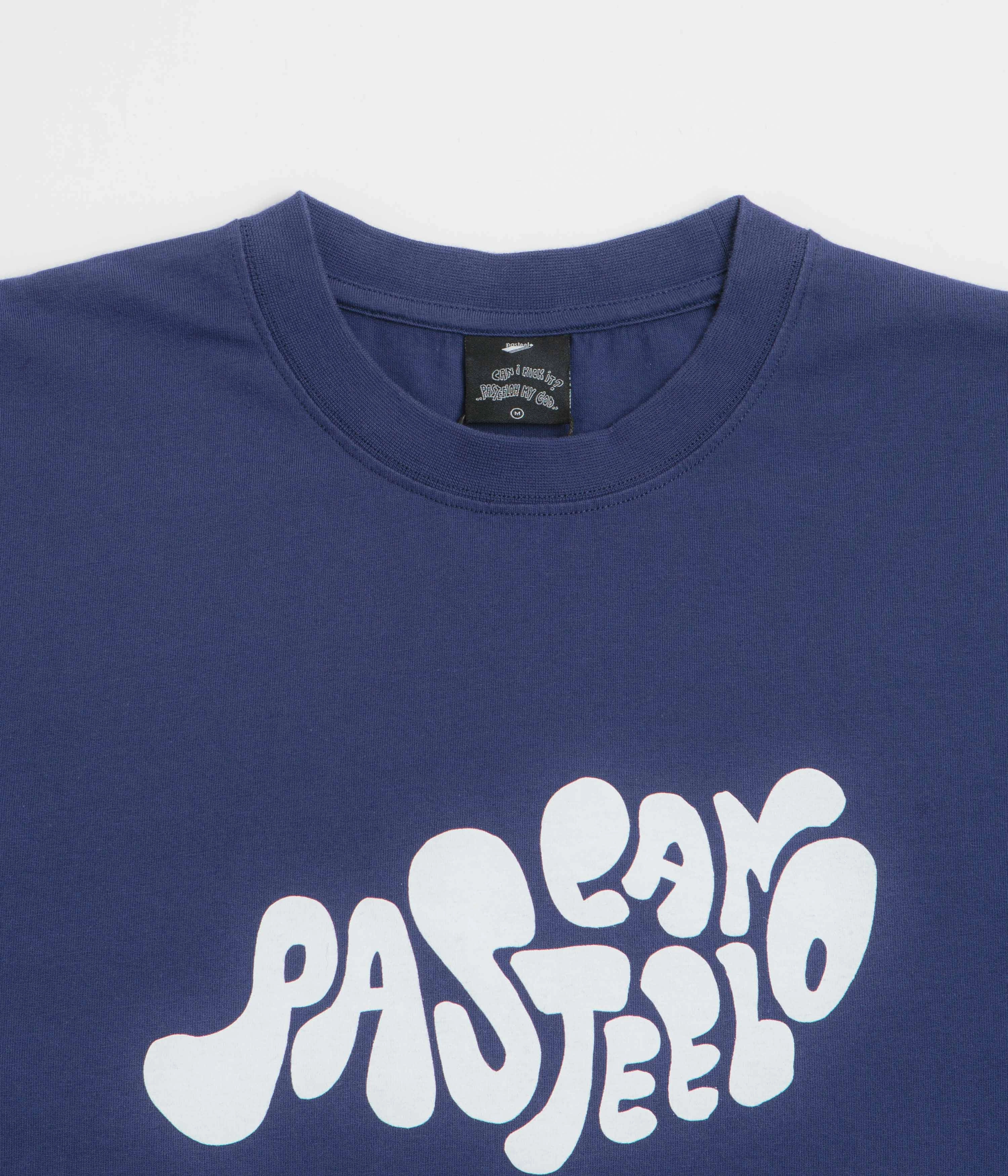Eco Friendly Material Comfy Wardrobe Pasteelo Can Script T-Shirt - Navy
