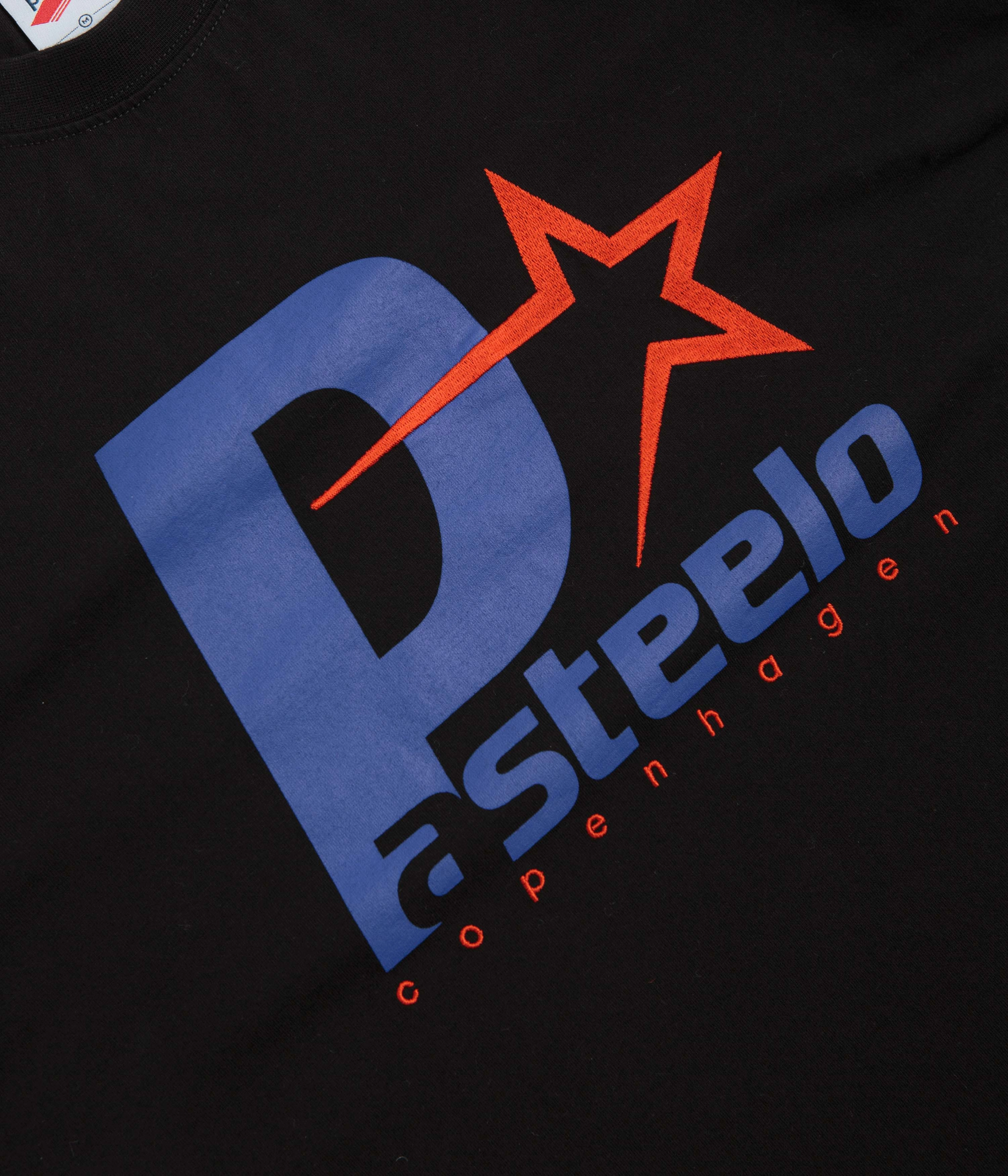 Pasteelo P Steelo T-Shirt - Black Vintage Style Reinforced Shoulders