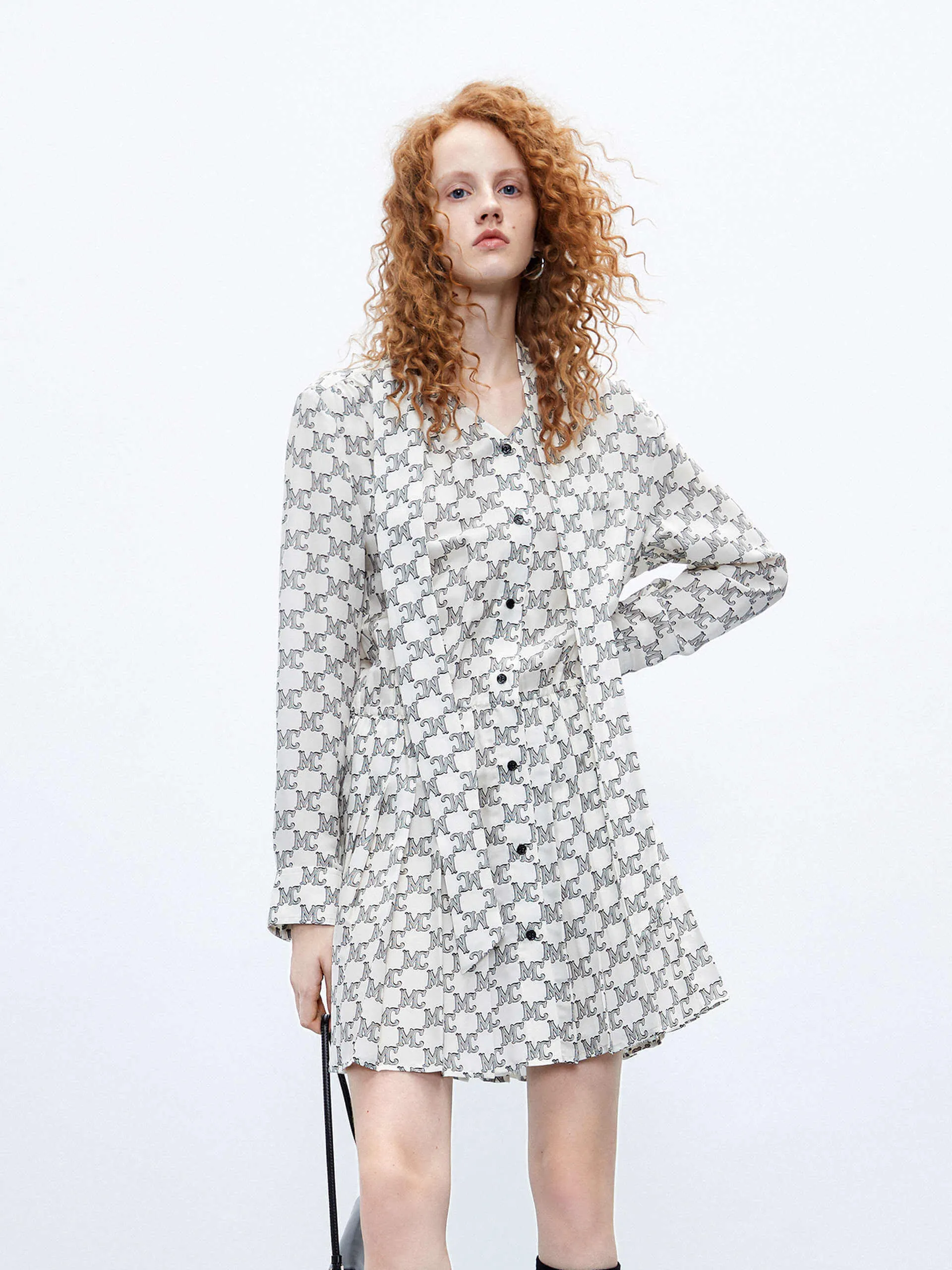 Subtle Flex Polished and Elegant Tie Detail Monogram Dress