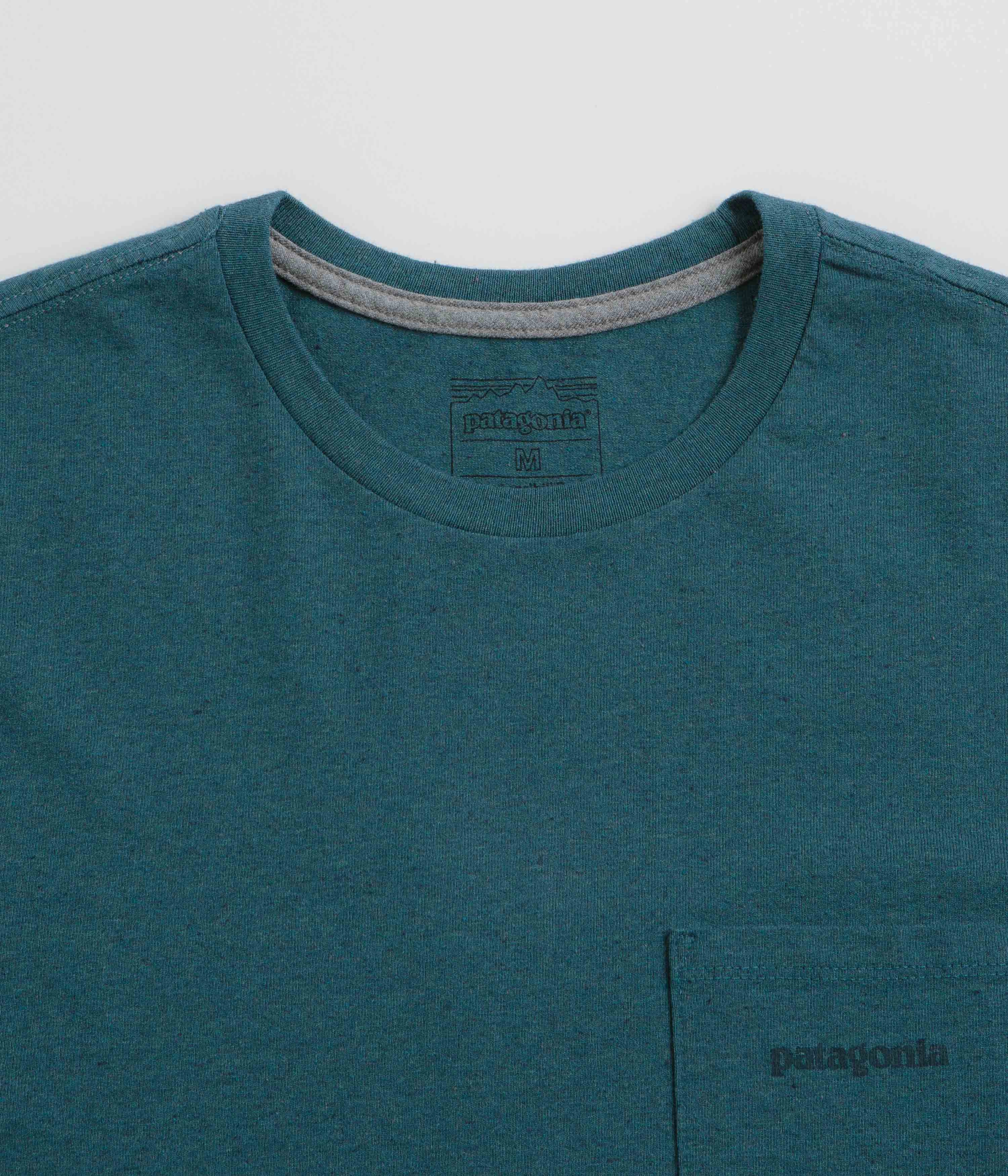 Patagonia Boardshort Logo Pocket Responsibili-Tee T-Shirt - Wetland Blue Active Look Airflow Ventilation Design