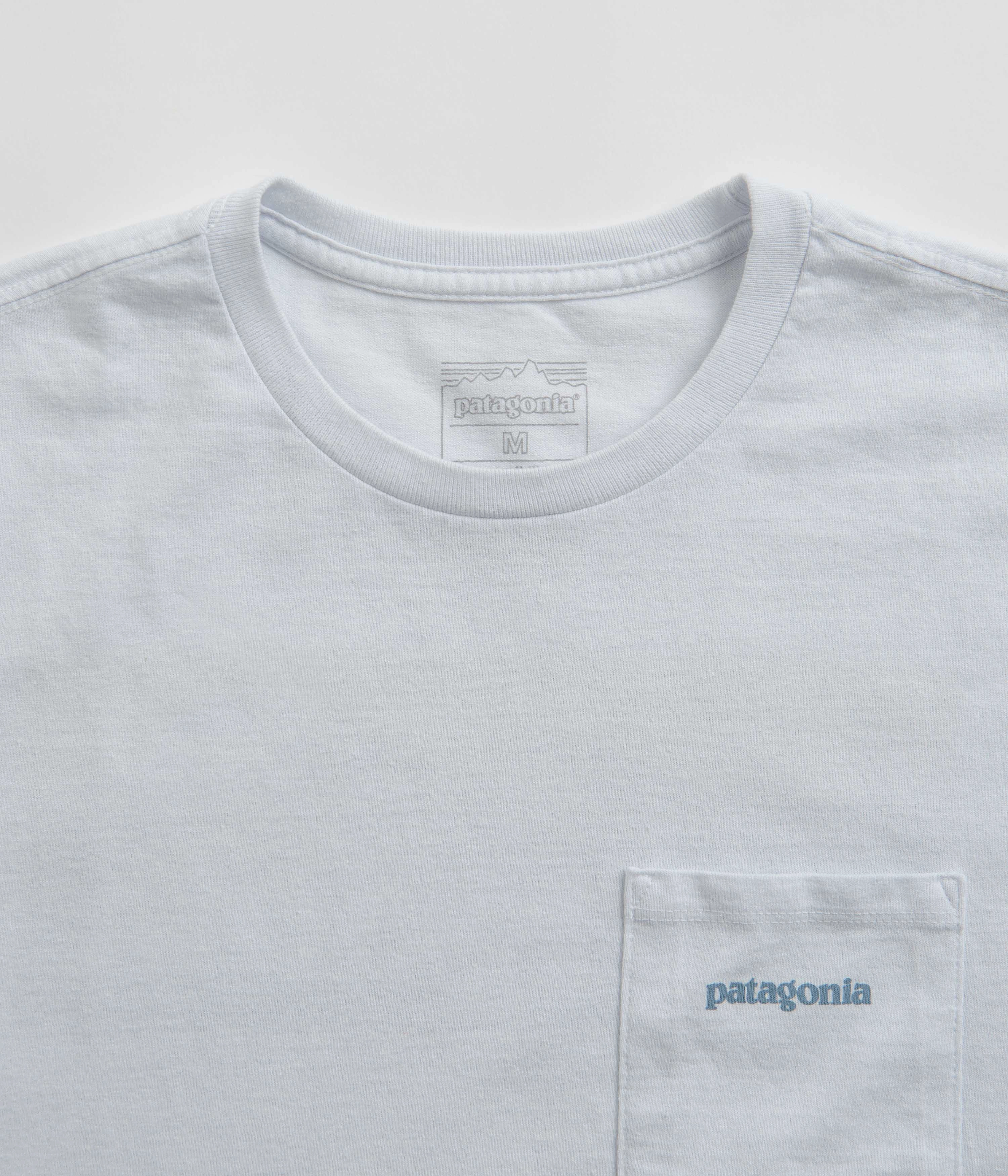 Cross Grain Knit MinimalistDesign Patagonia Boardshort Logo Pocket Responsibili-Tee T-Shirt - White