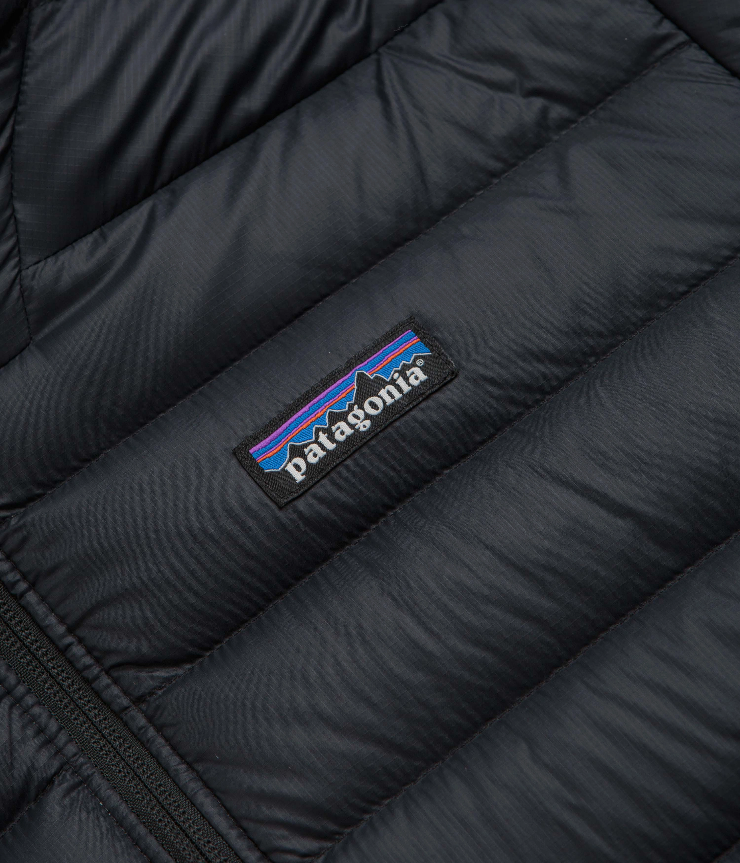 Patagonia Down Sweater Hooded Jacket (NetPlus?) - Black Durable zipper pull Compression Fold Design