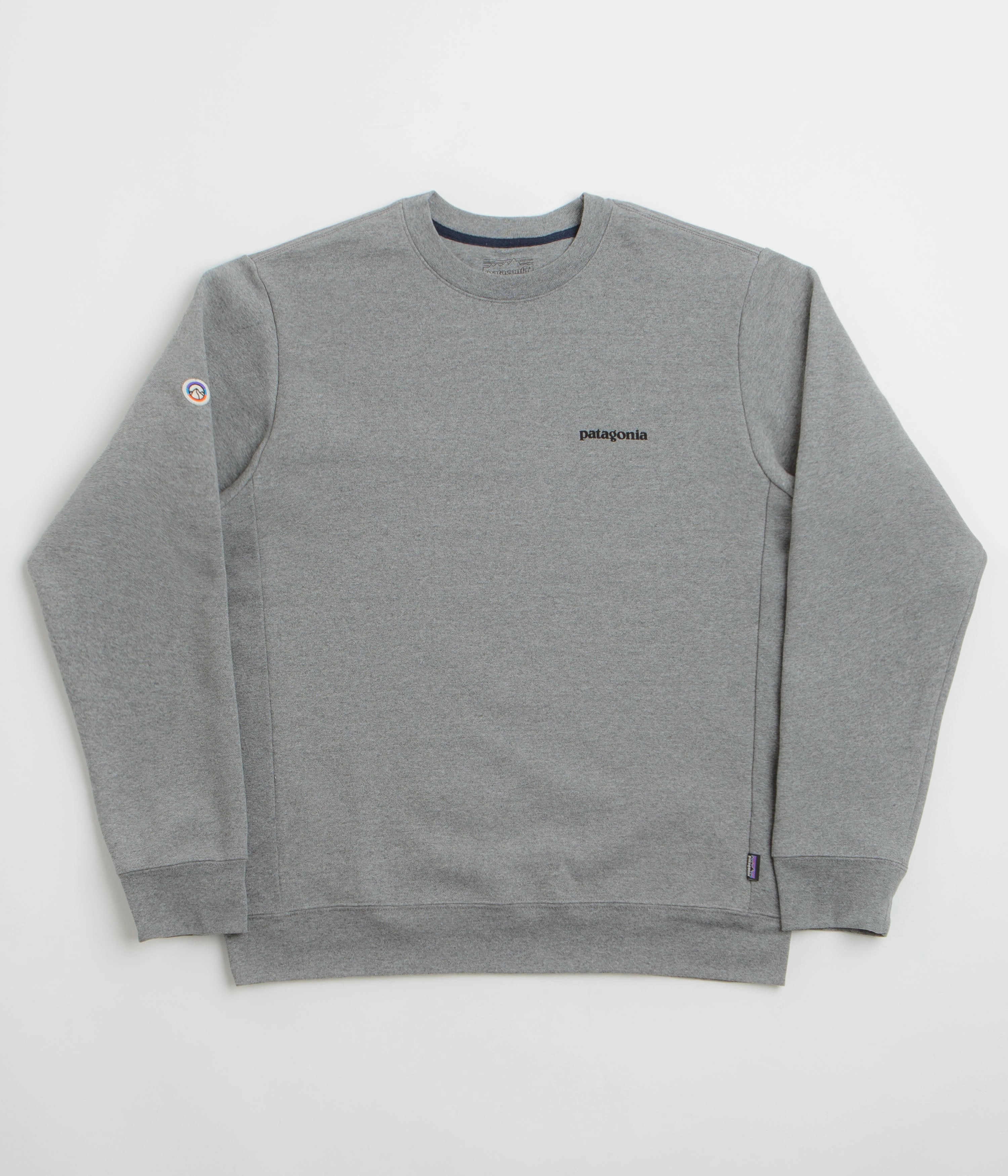 Hypoallergenic Lining Comfy Warmth Patagonia Fitz Roy Icon Uprisal Crewneck Sweatshirt - Gravel Heather