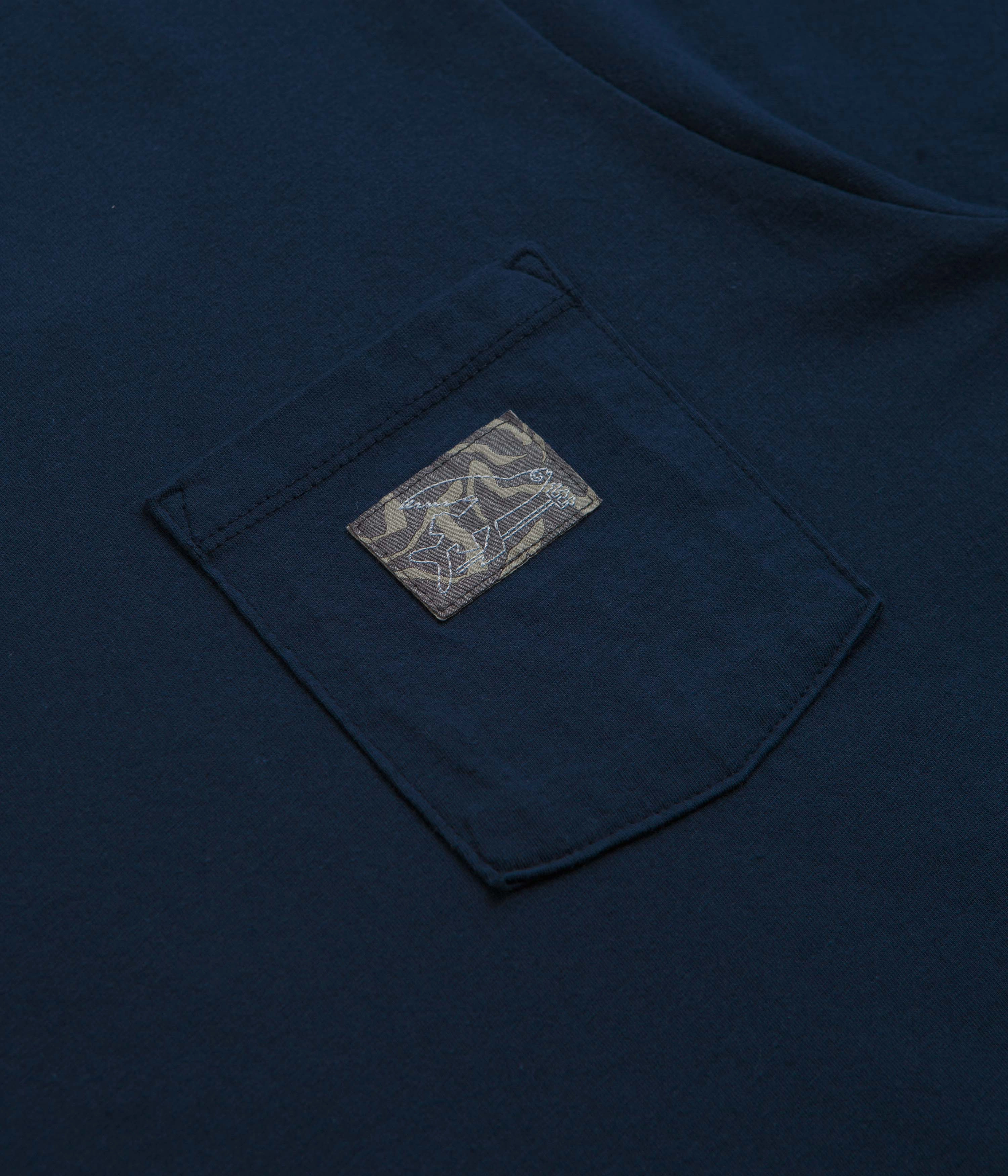 Patagonia Flying Fish Tides Organic Pocket T-Shirt - New Navy Fashion Layer Soft and Light Wear