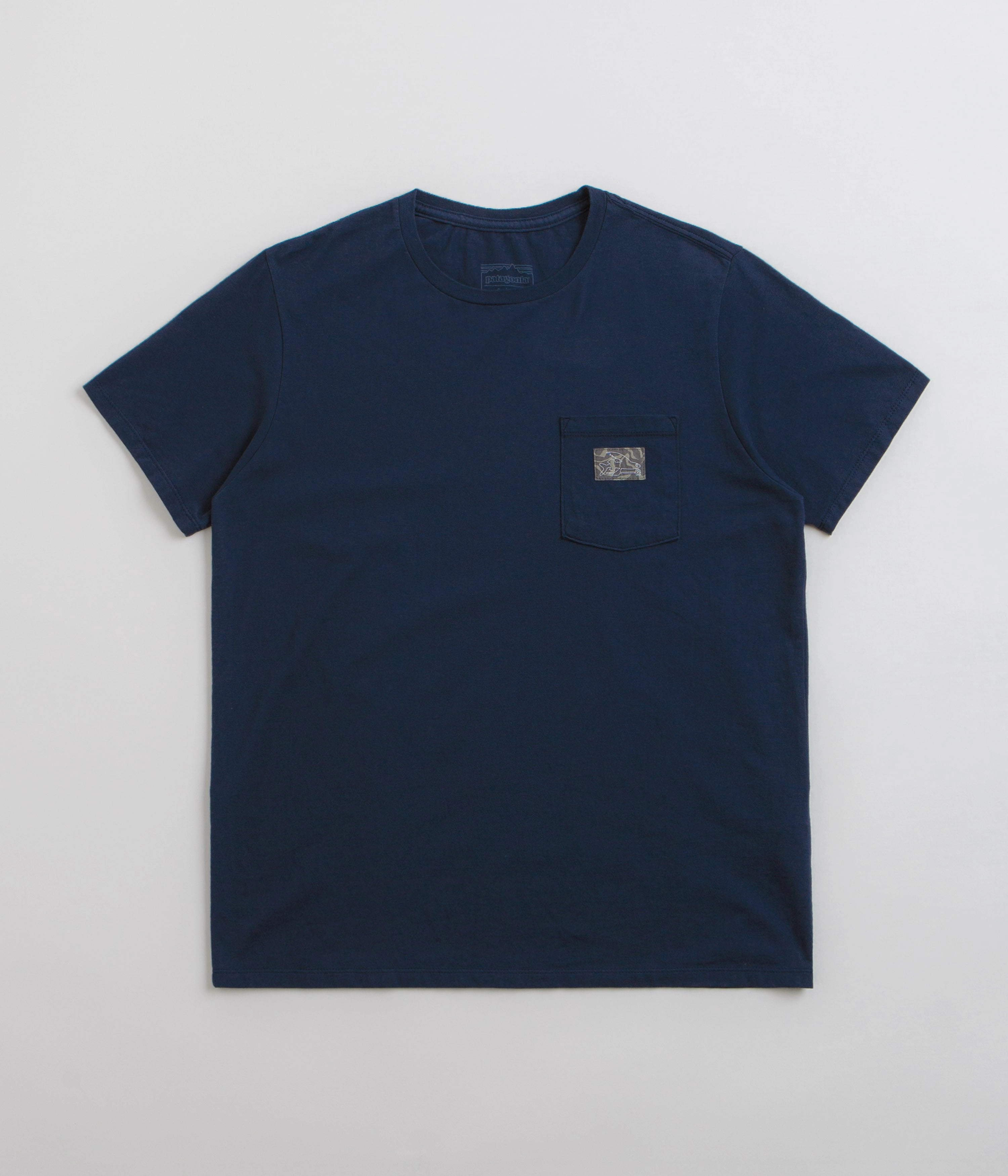 Patagonia Flying Fish Tides Organic Pocket T-Shirt - New Navy Casual Comfort Wear
