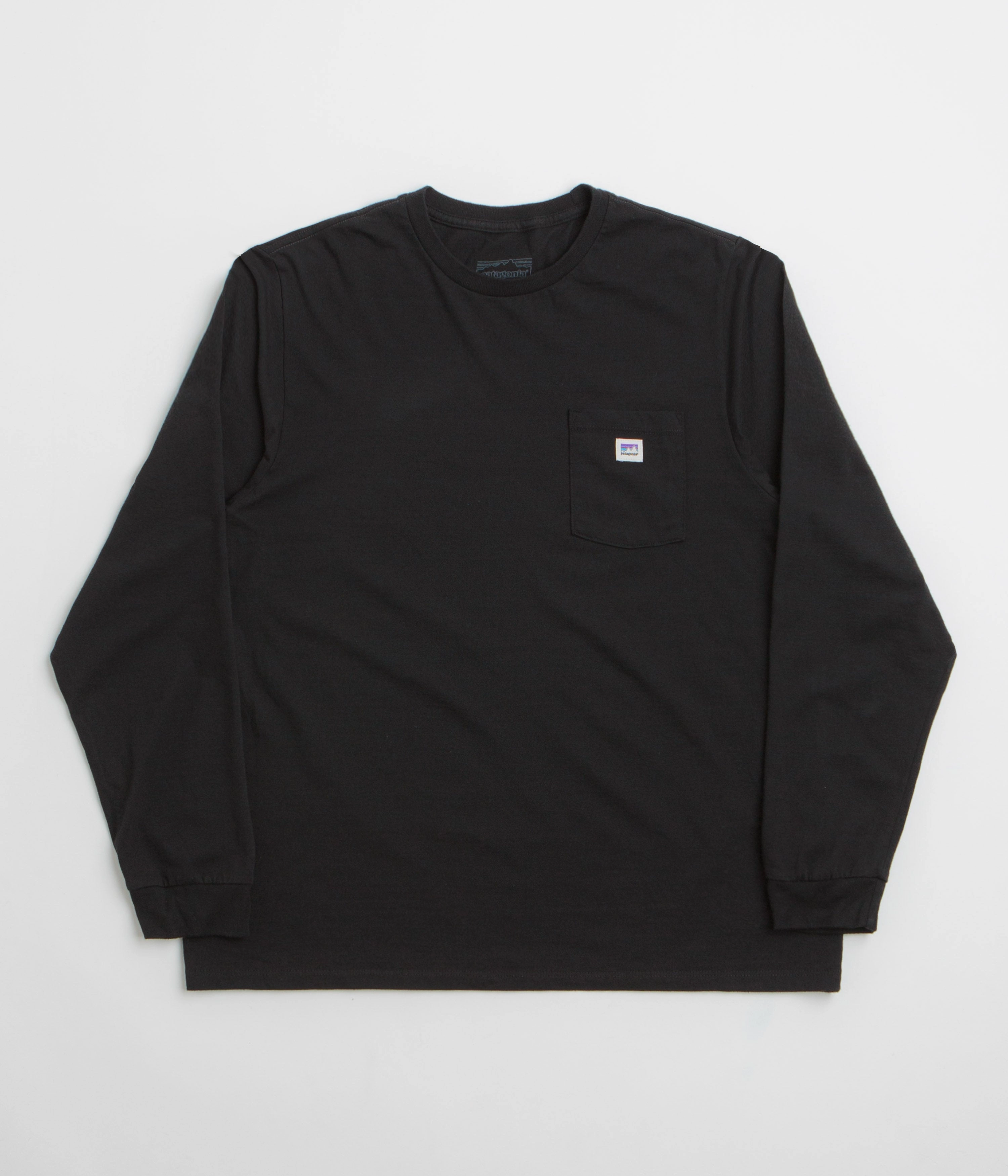 Patagonia Shop Sticker Pocket Responsibili-Tee Long Sleeve T-Shirt - Black V neck