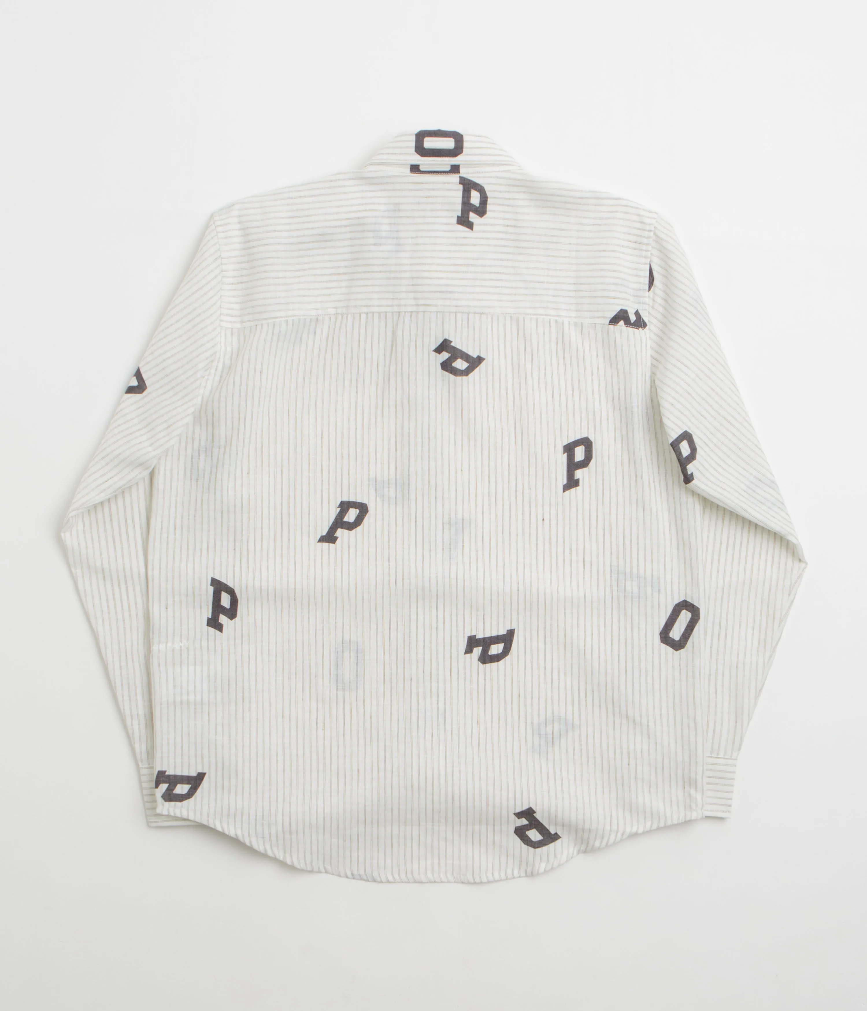 Layering Essential Loose Comfort Pop Trading Company Letters Striped Pop Shirt - White Linen