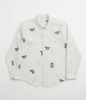 Pop Trading Company Letters Striped Pop Shirt - White Linen Networking Session Edgy style