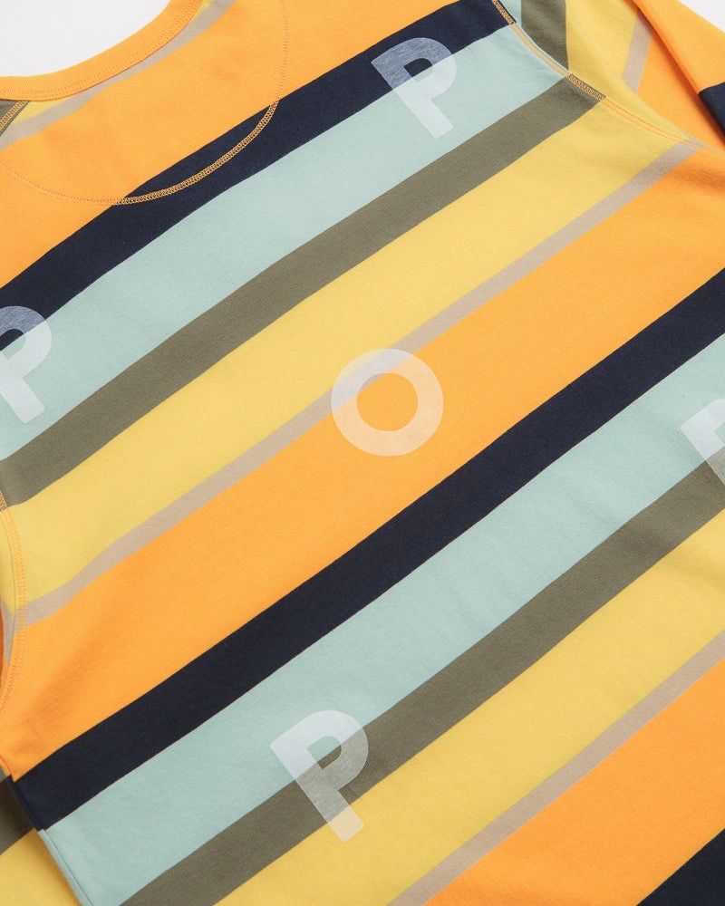 Pop Trading Company Striped Logo Long Sleeve T-Shirt - Yellow / Multicolour Fresh Trend
