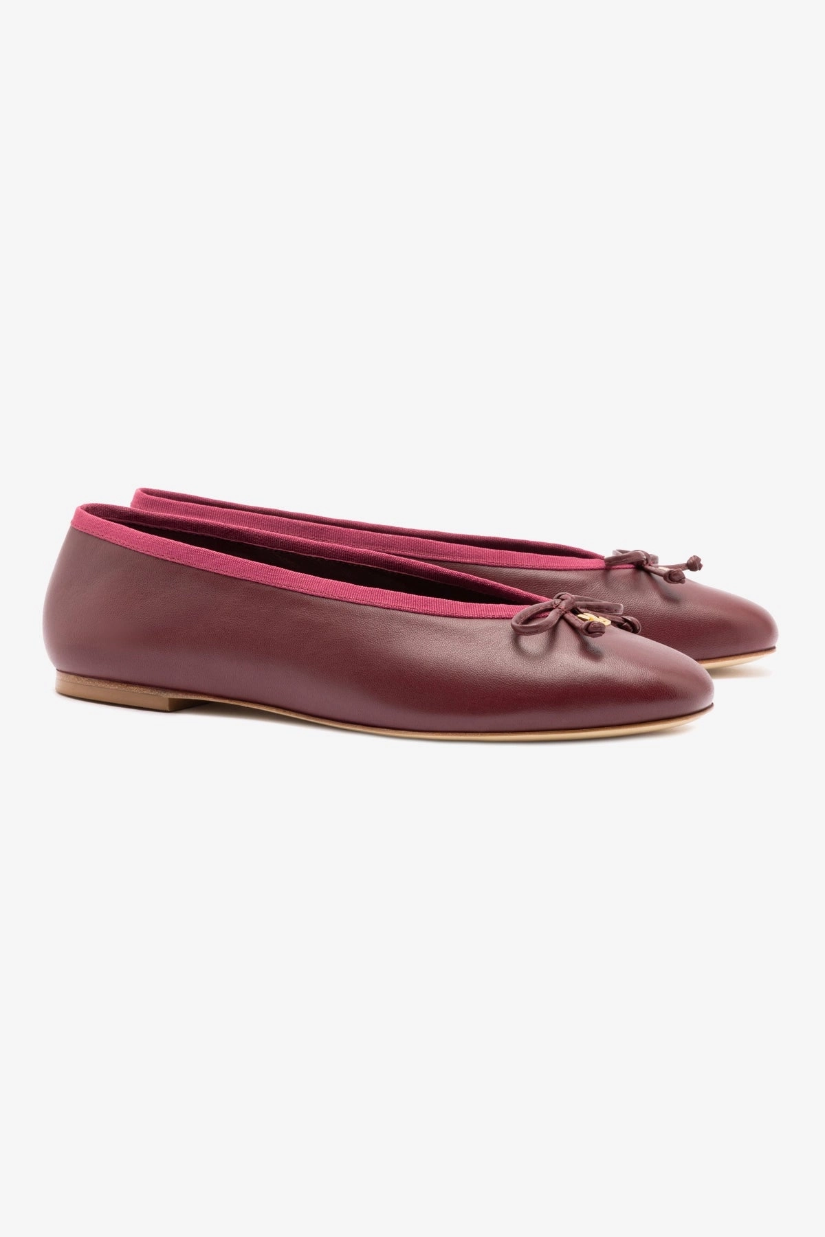 Leather Material Pavlova Ballet Flat In Burgundy Leather