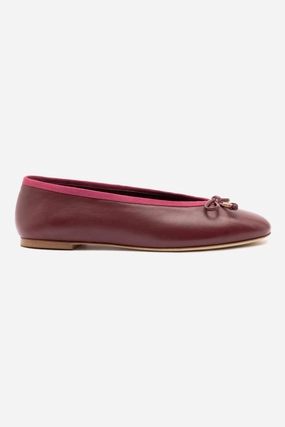 Pavlova Ballet Flat In Burgundy Leather Resort Wear Grass Walk