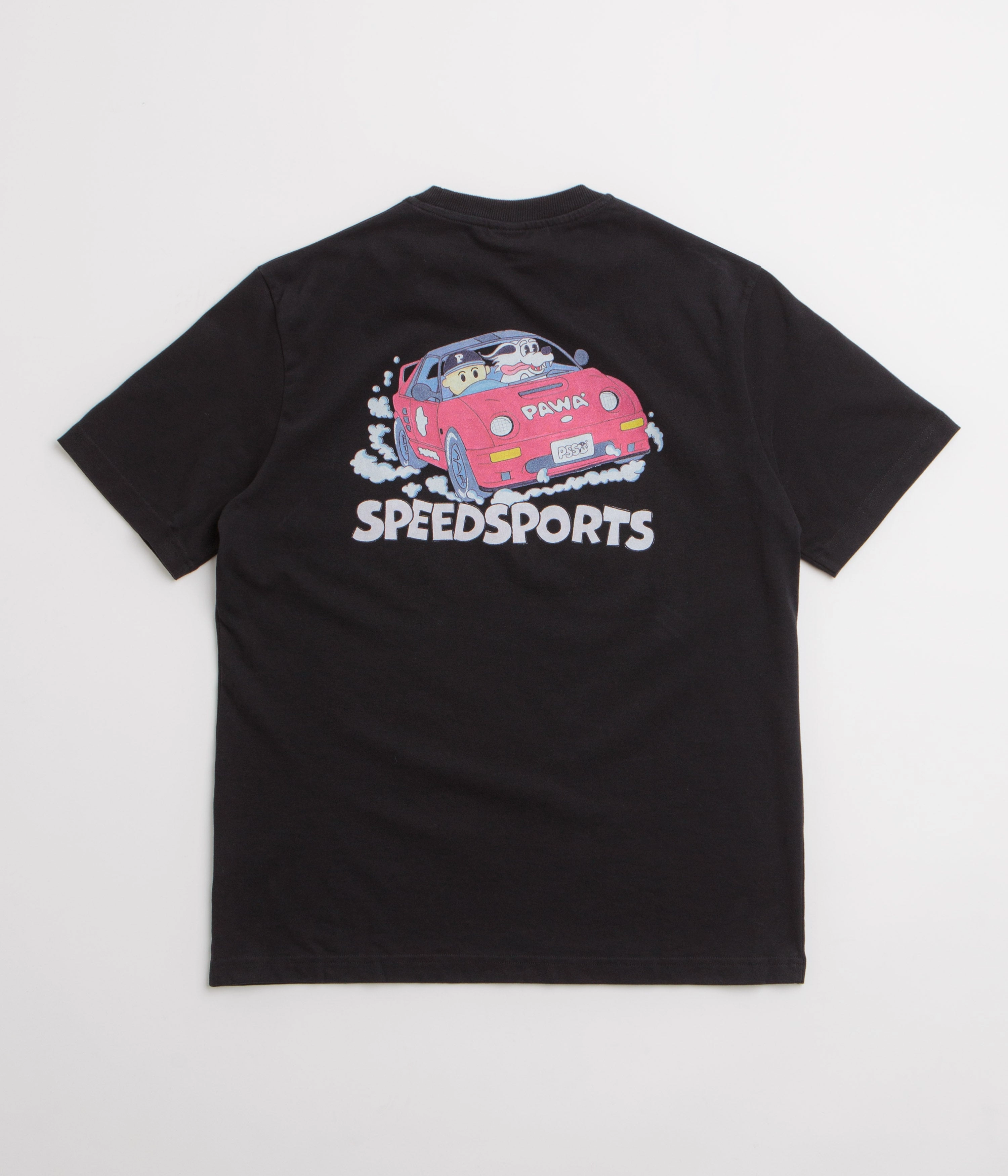 NoSideSeam Versatile Comfort Wear Pawa Speed Sports Raceday T-Shirt - Black