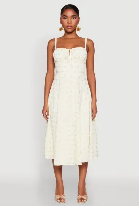 Floral Print Smocked Bustier Midi Dress Feminine Look