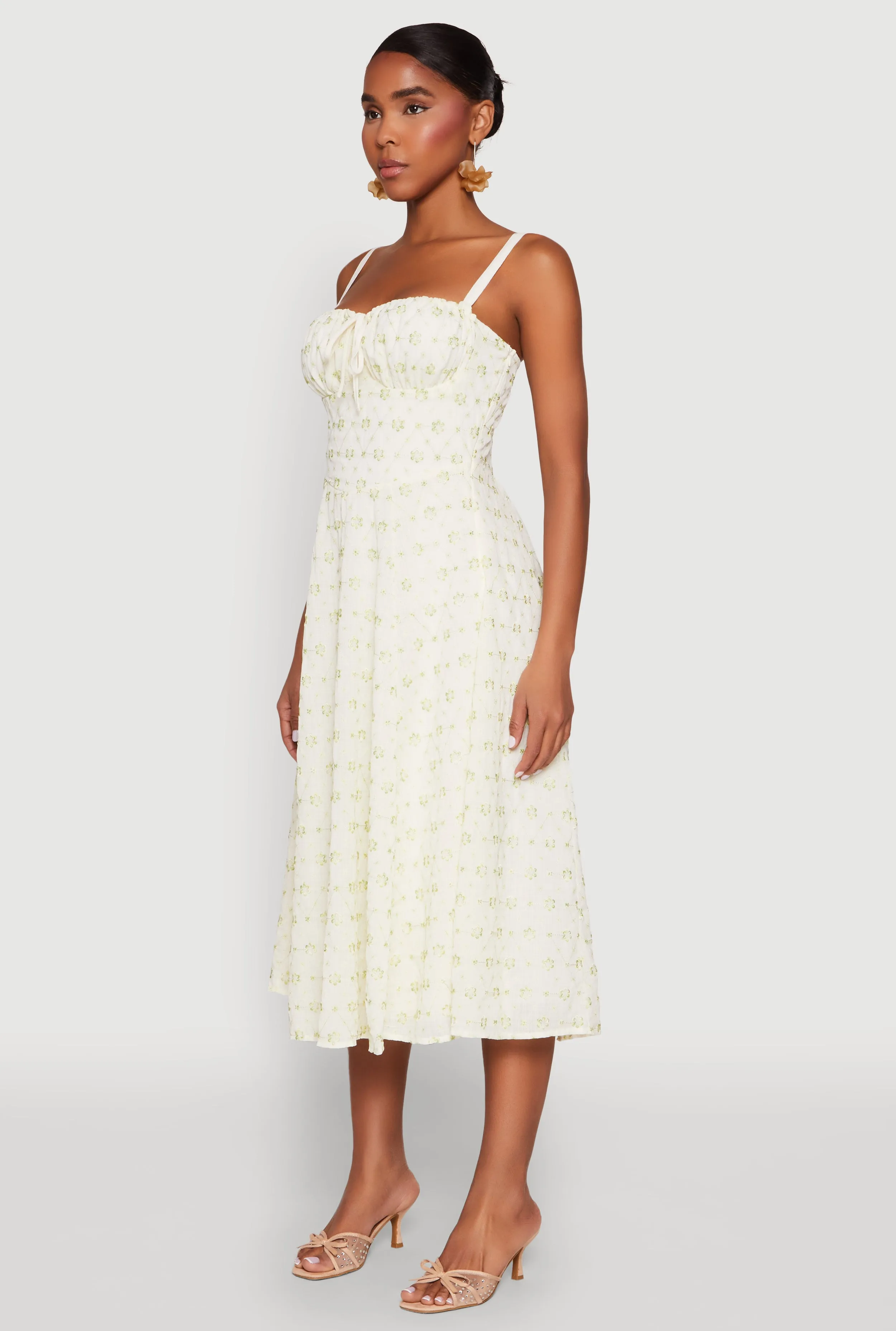 Everyday Ready Statement-Piece Floral Print Smocked Bustier Midi Dress