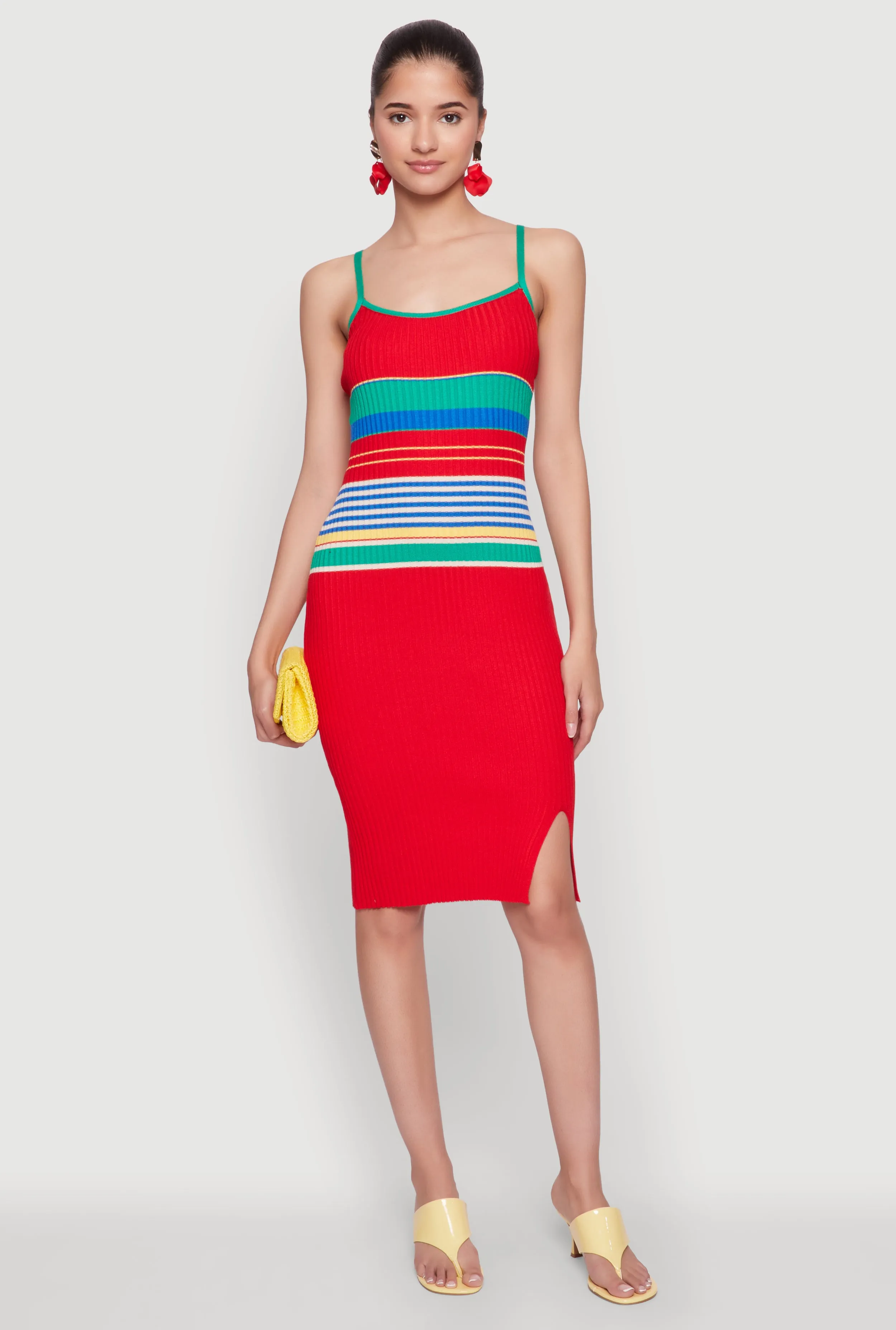 Refined Simplicity Seasonal Wear Madden Girl Striped Cami Dress with Side Slit