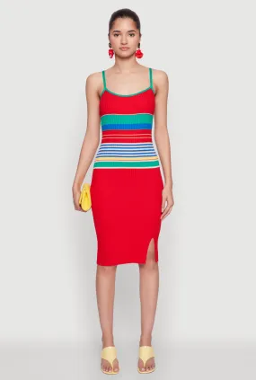 Minimalist Fit Madden Girl Striped Cami Dress with Side Slit